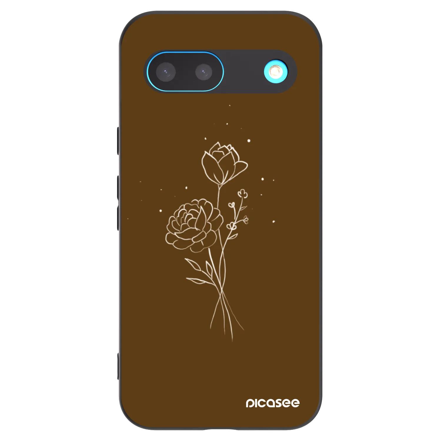 Picasee silikonowe czarne etui na Google Pixel 8 - Brown flowers