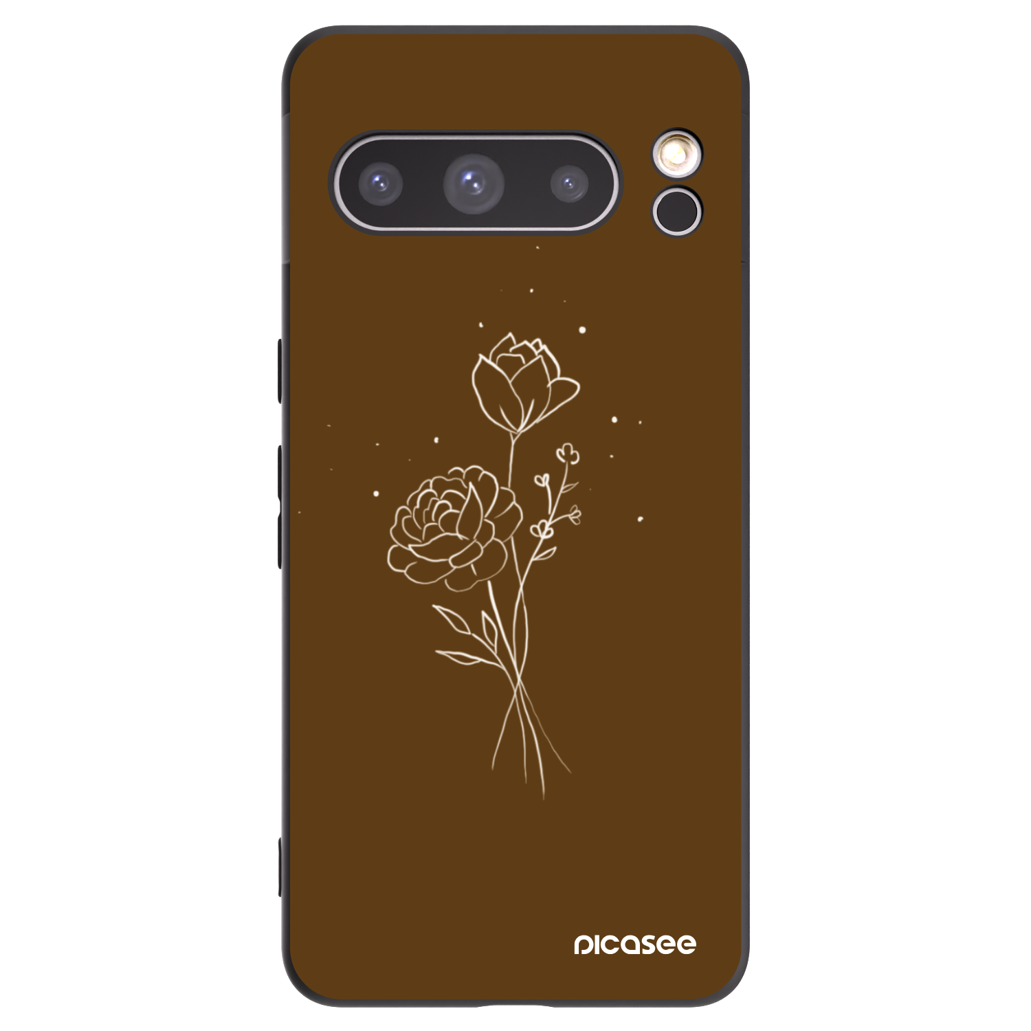 Picasee silikonowe czarne etui na Google Pixel 8 Pro - Brown flowers