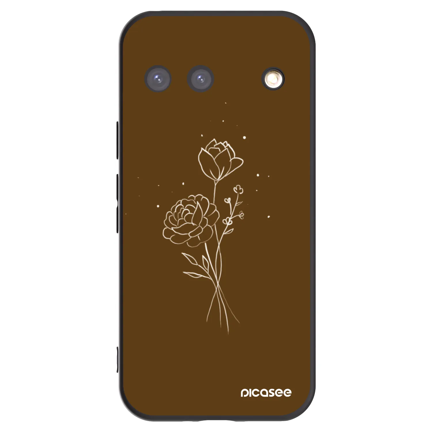Picasee silikonowe czarne etui na Google Pixel 9 - Brown flowers