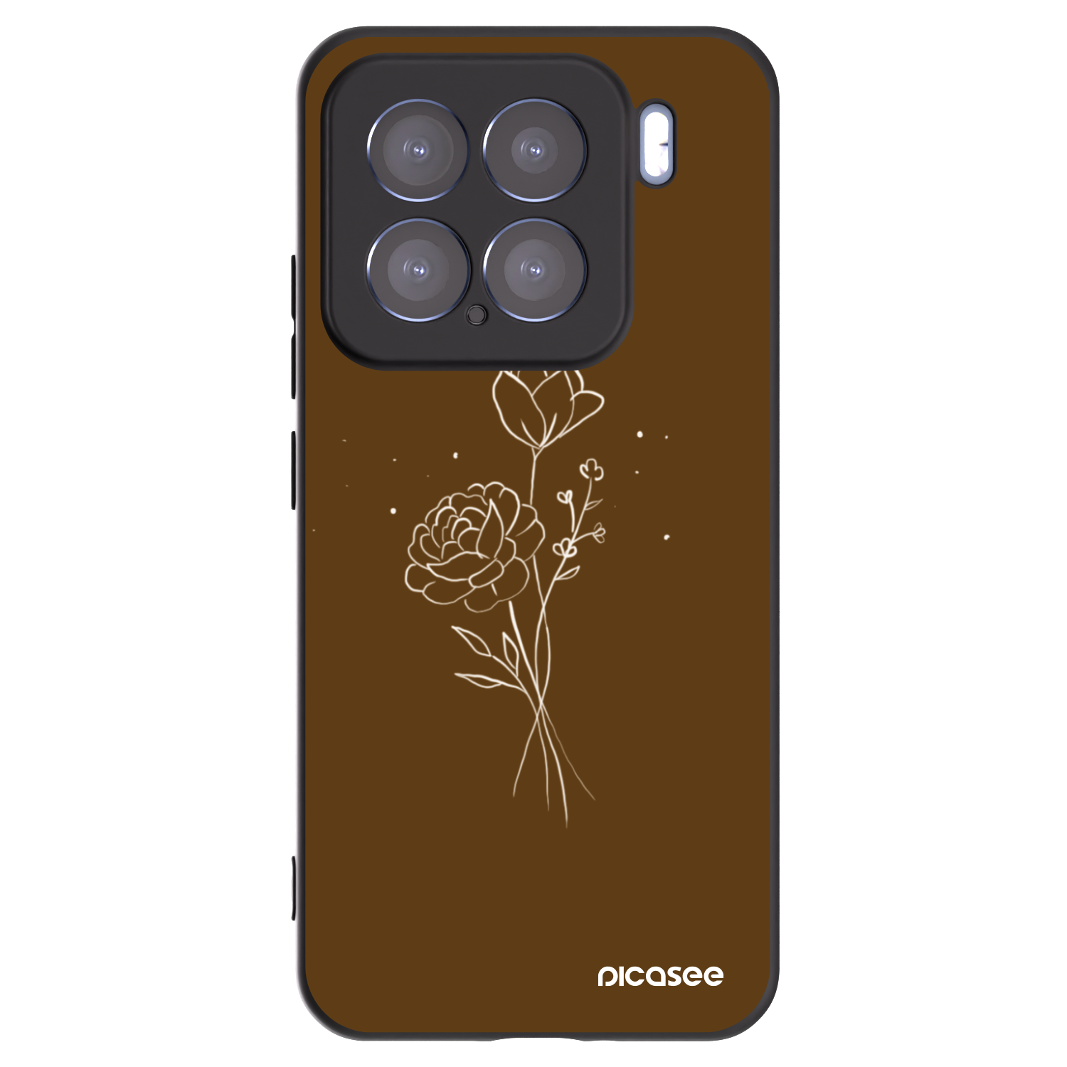 Picasee silikonowe czarne etui na Xiaomi 15 - Brown flowers