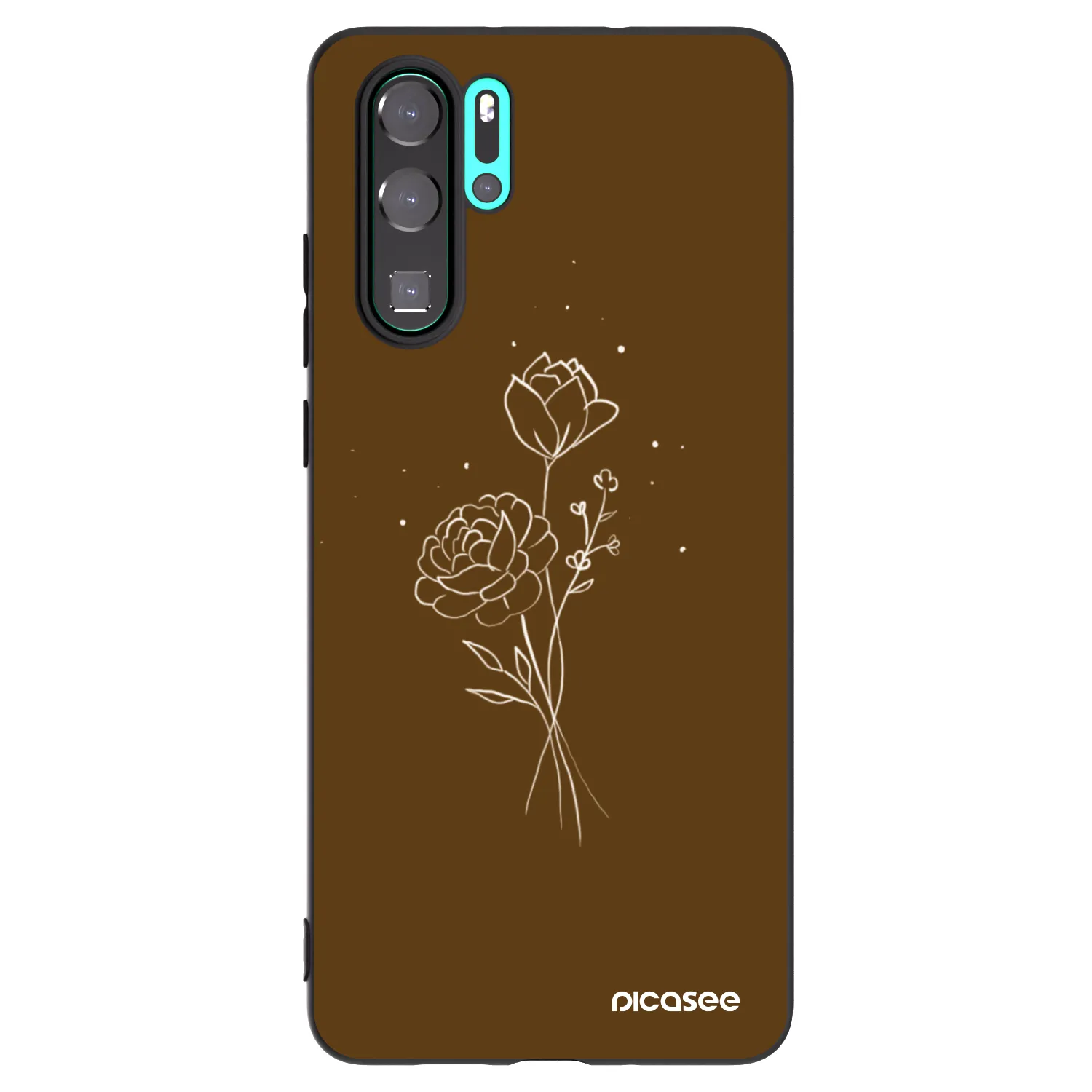 Picasee silikonowe czarne etui na Huawei P30 Pro - Brown flowers