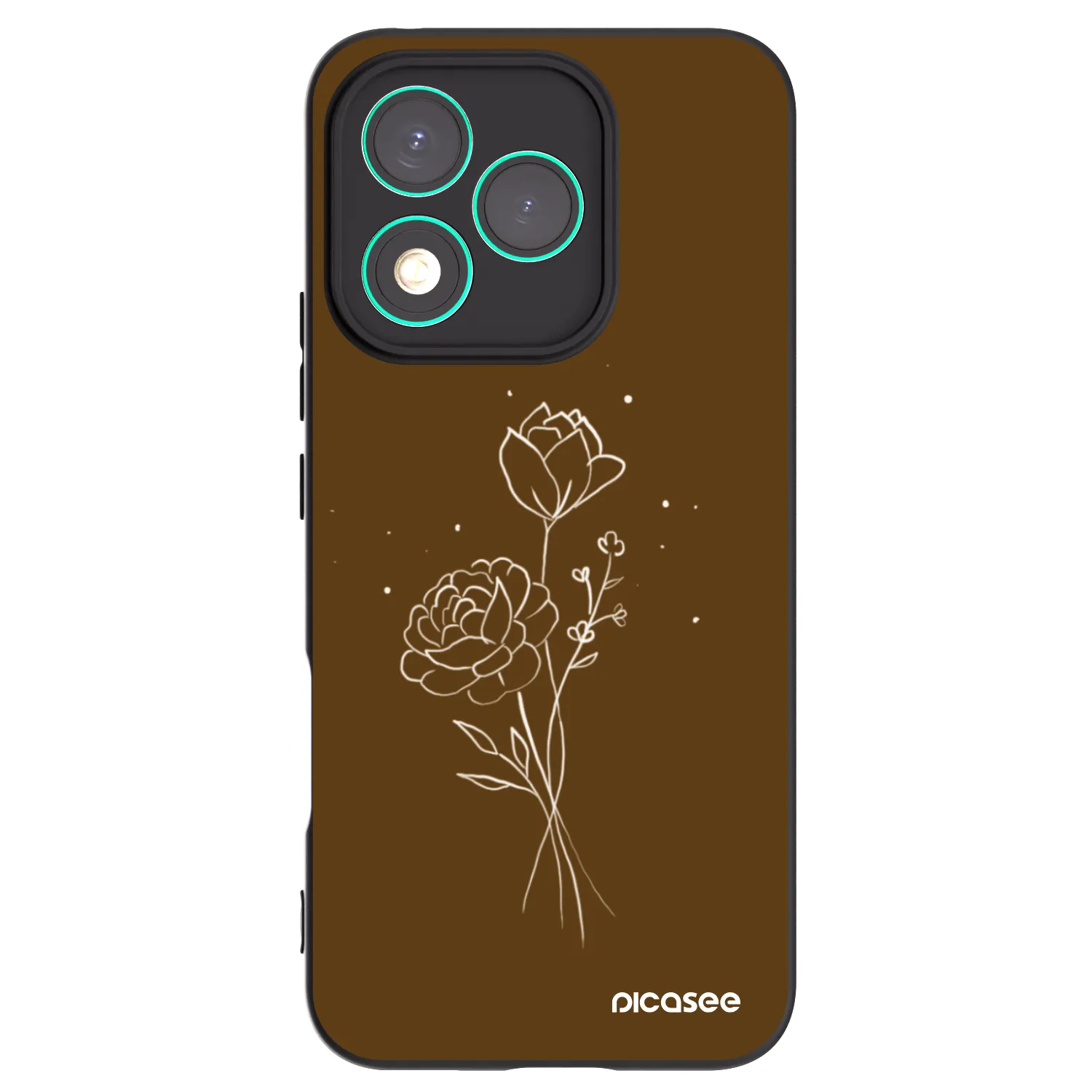 Picasee silikonowe czarne etui na Honor 400 Lite 5G - Brown flowers