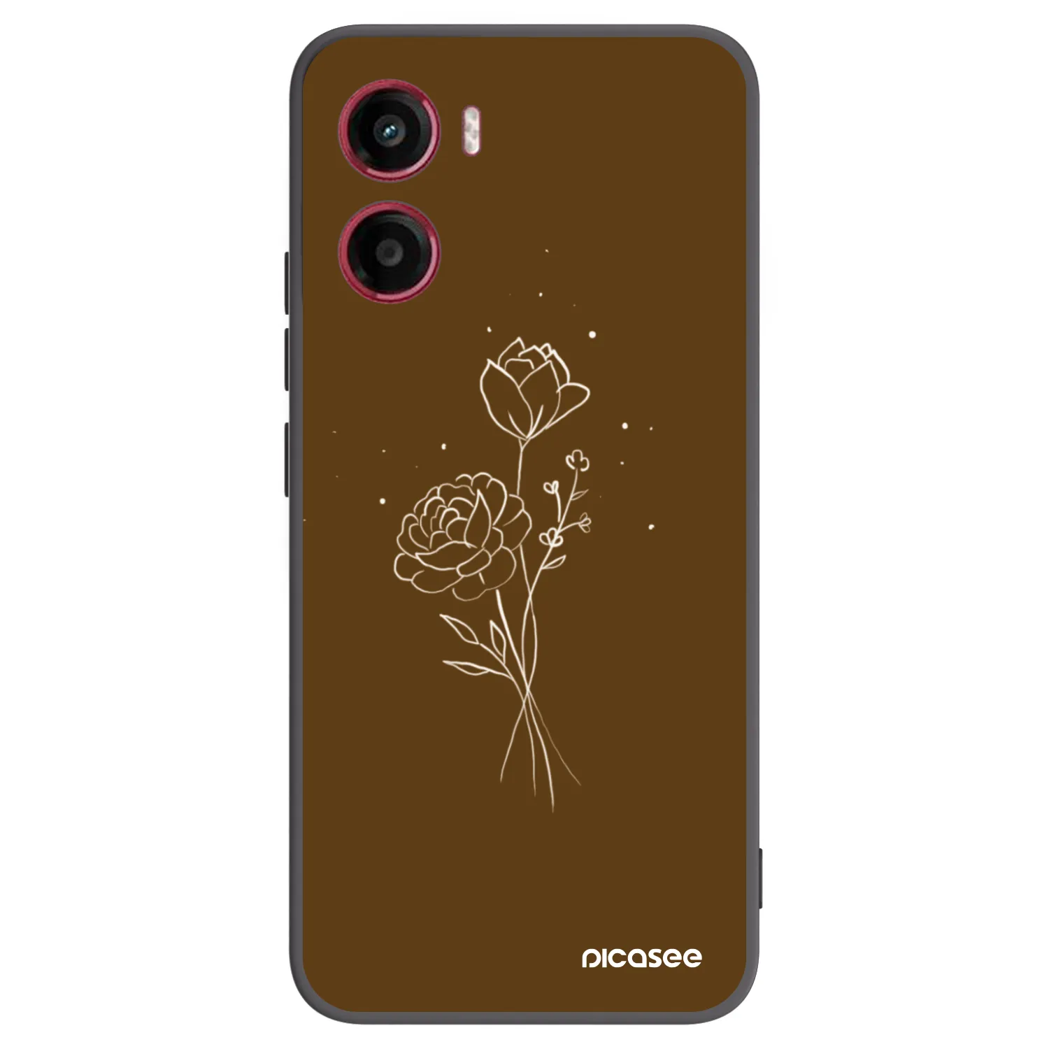 Picasee silikonowe czarne etui na Motorola Moto G05 - Brown flowers