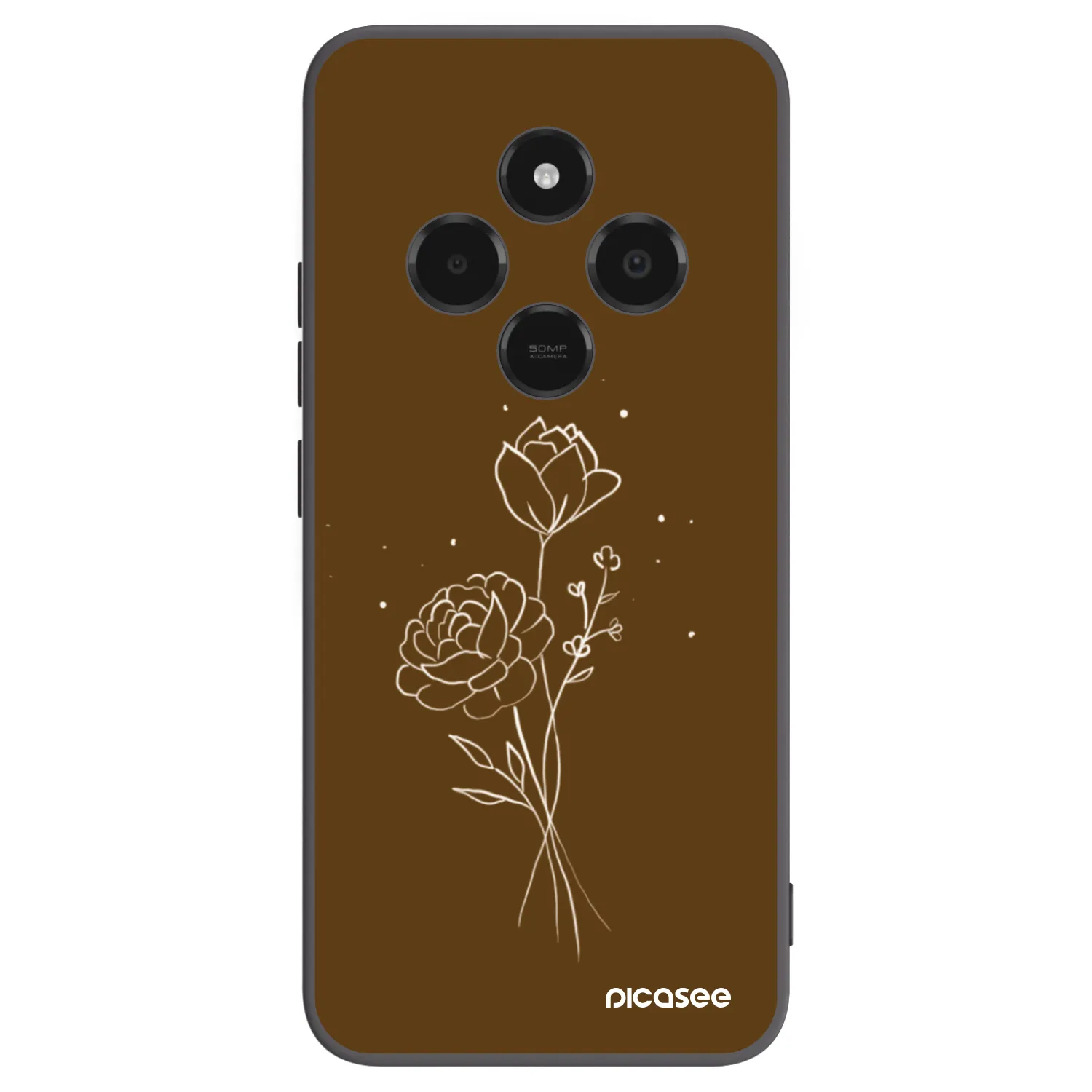 Picasee silikonowe czarne etui na Xiaomi Poco C75 - Brown flowers