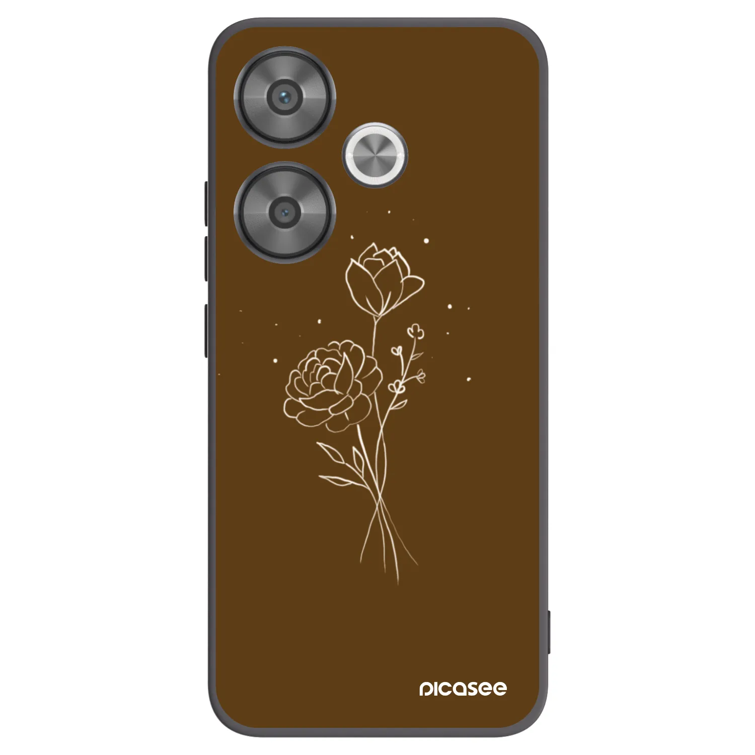 Picasee silikonowe czarne etui na Xiaomi Poco F6 - Brown flowers