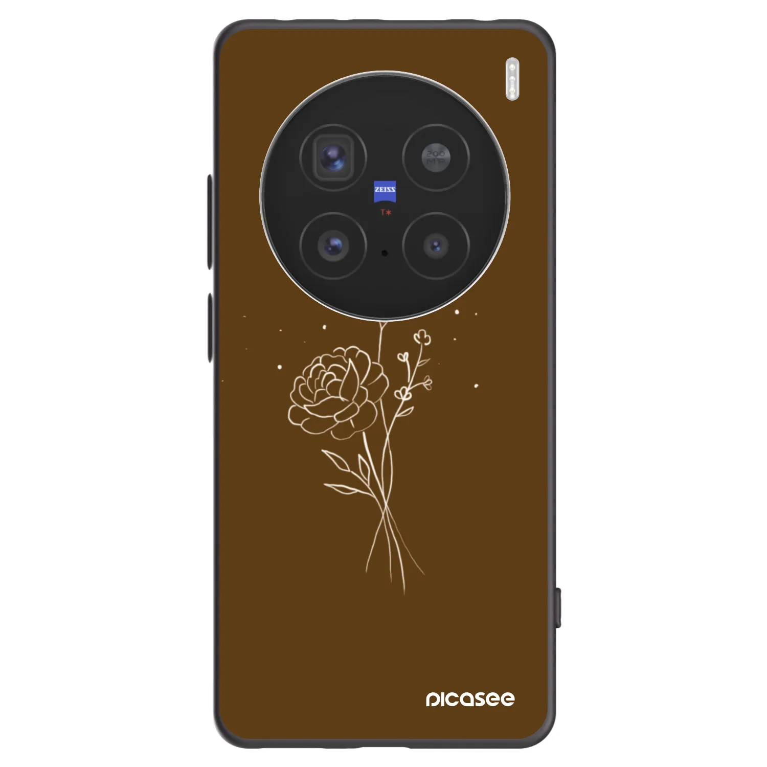 Picasee silikonowe czarne etui na Vivo X200 Pro - Brown flowers