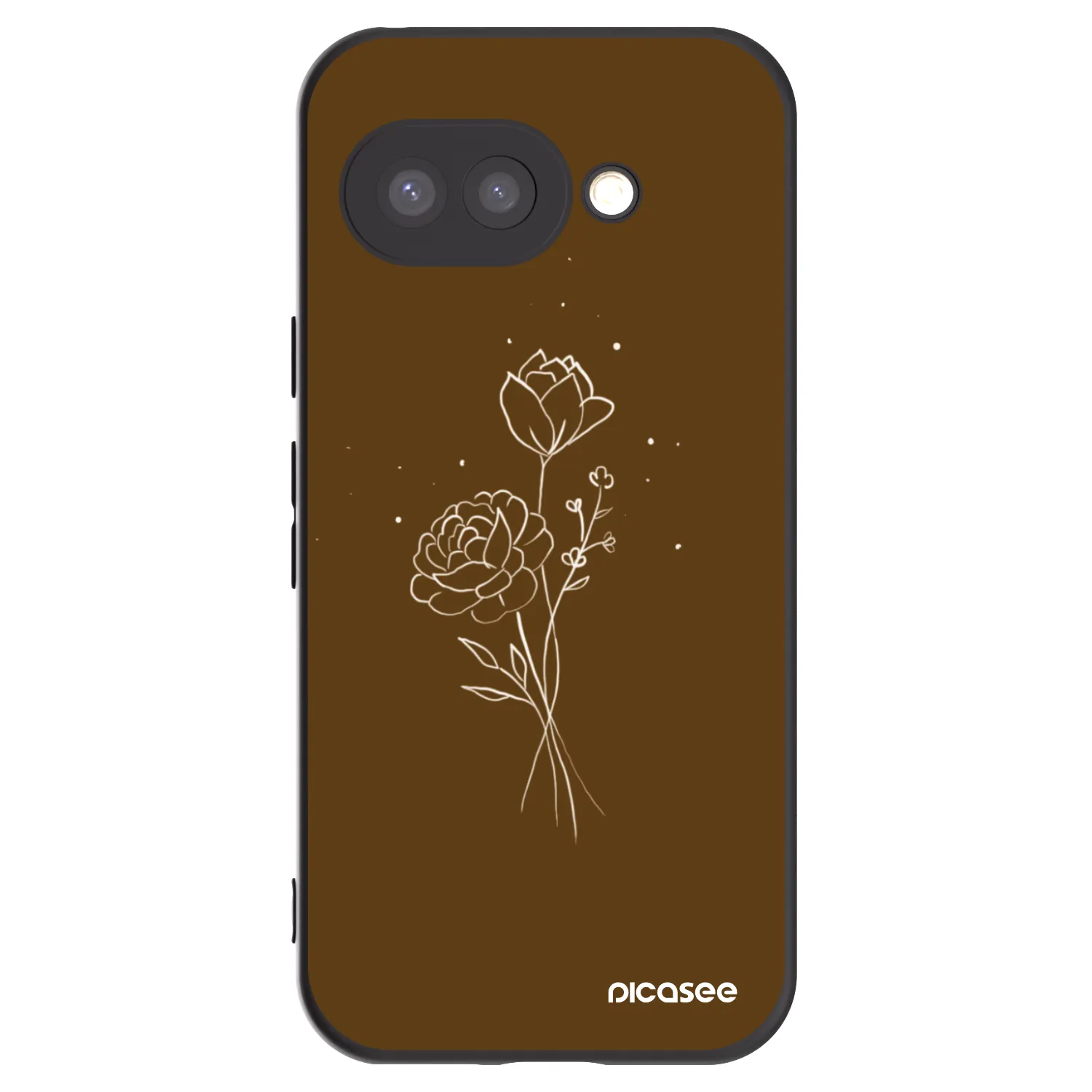 Picasee silikonowe czarne etui na Google Pixel 9a - Brown flowers