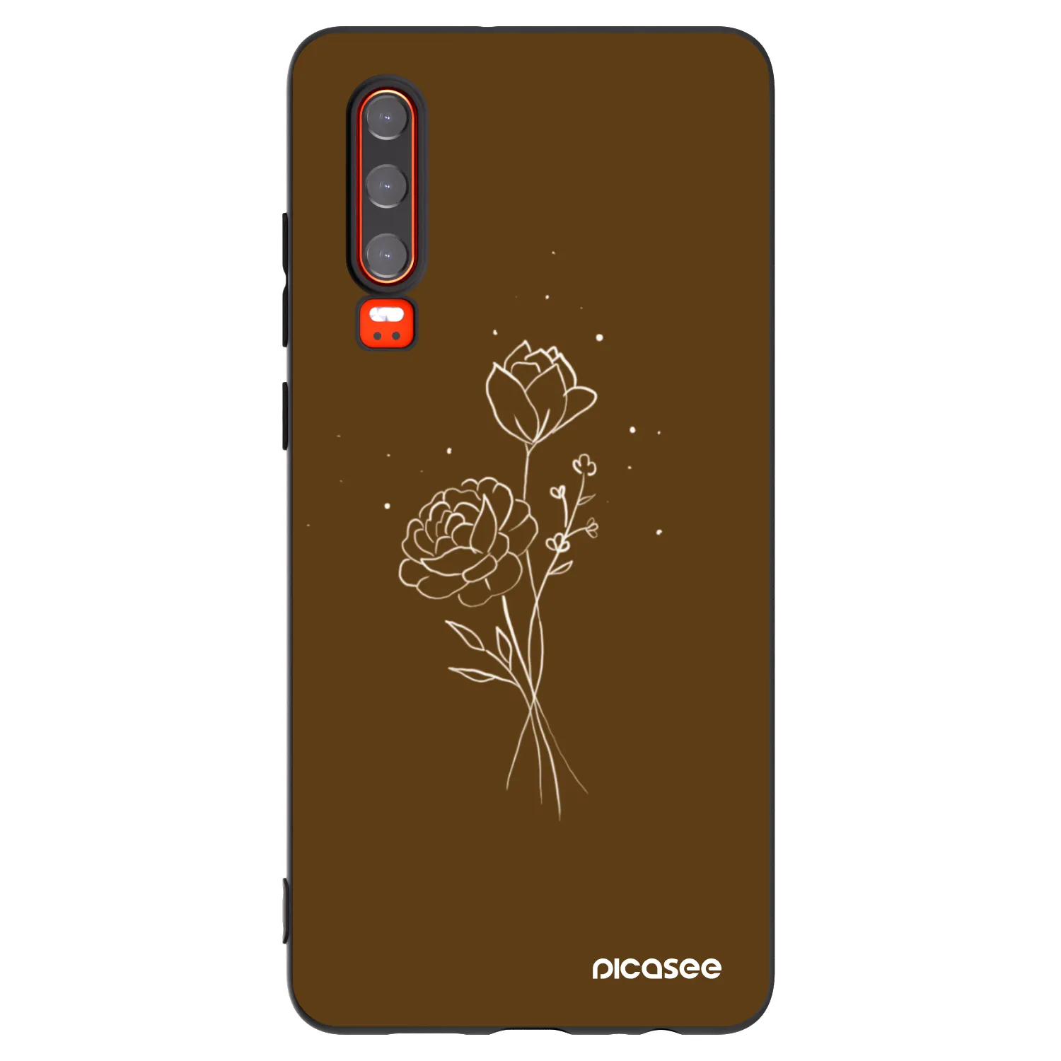 Picasee silikonowe czarne etui na Huawei P30 - Brown flowers
