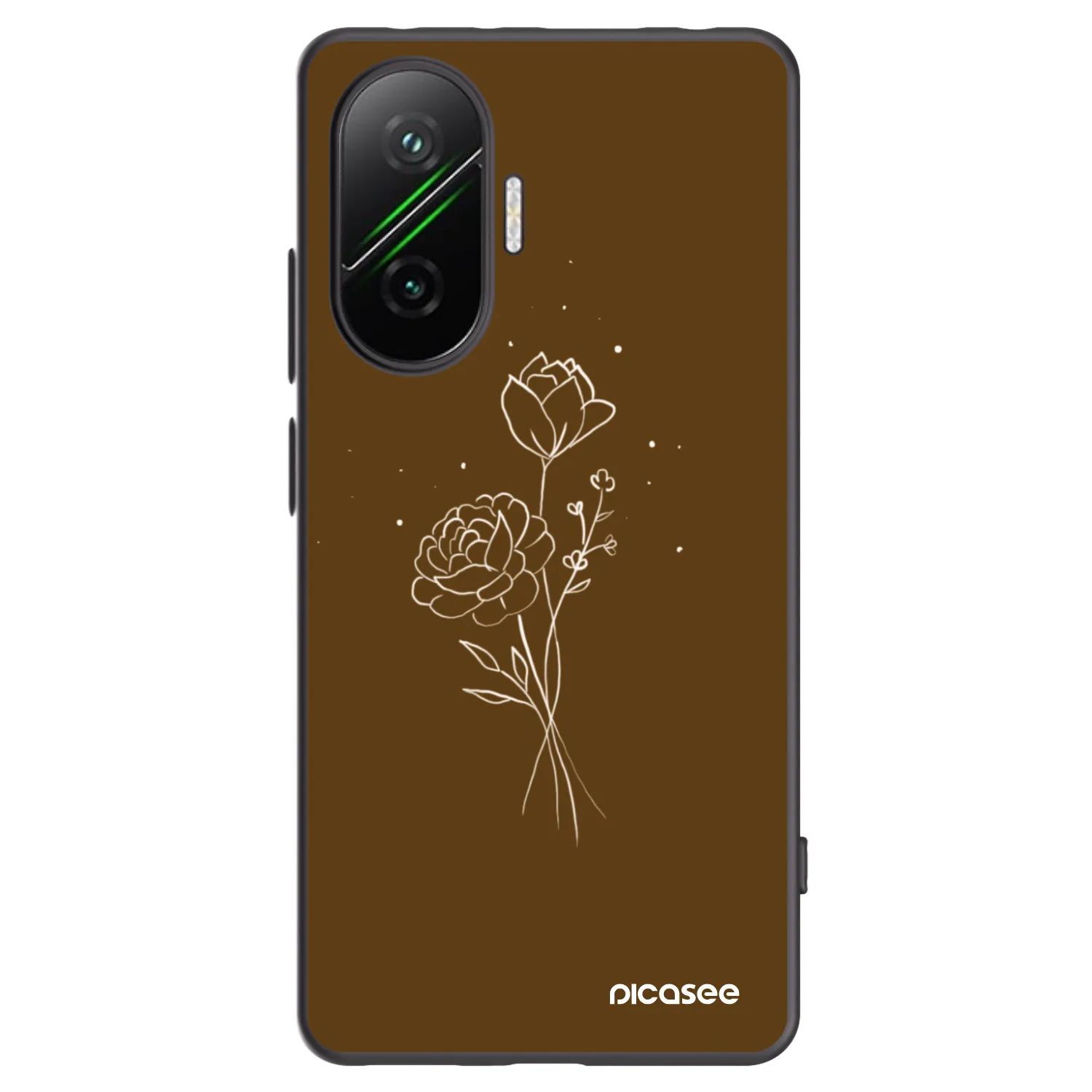 Picasee silikonowe czarne etui na Xiaomi Poco F7 Pro 5G - Brown flowers