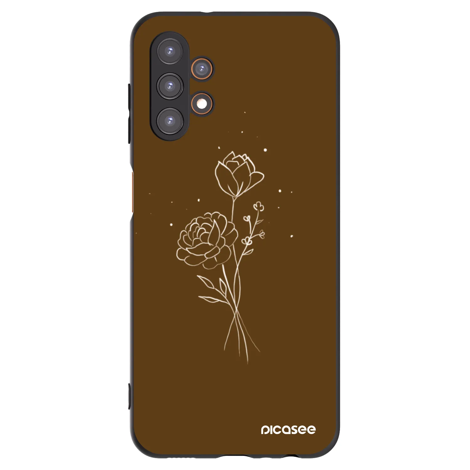 Picasee silikonowe czarne etui na Samsung Galaxy A13 5G - Brown flowers