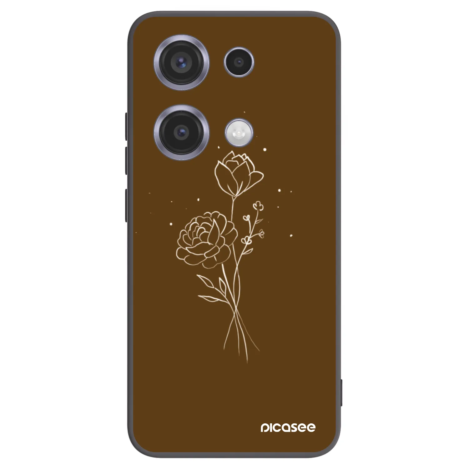 Picasee silikonowe czarne etui na Xiaomi Redmi Note 14S - Brown flowers