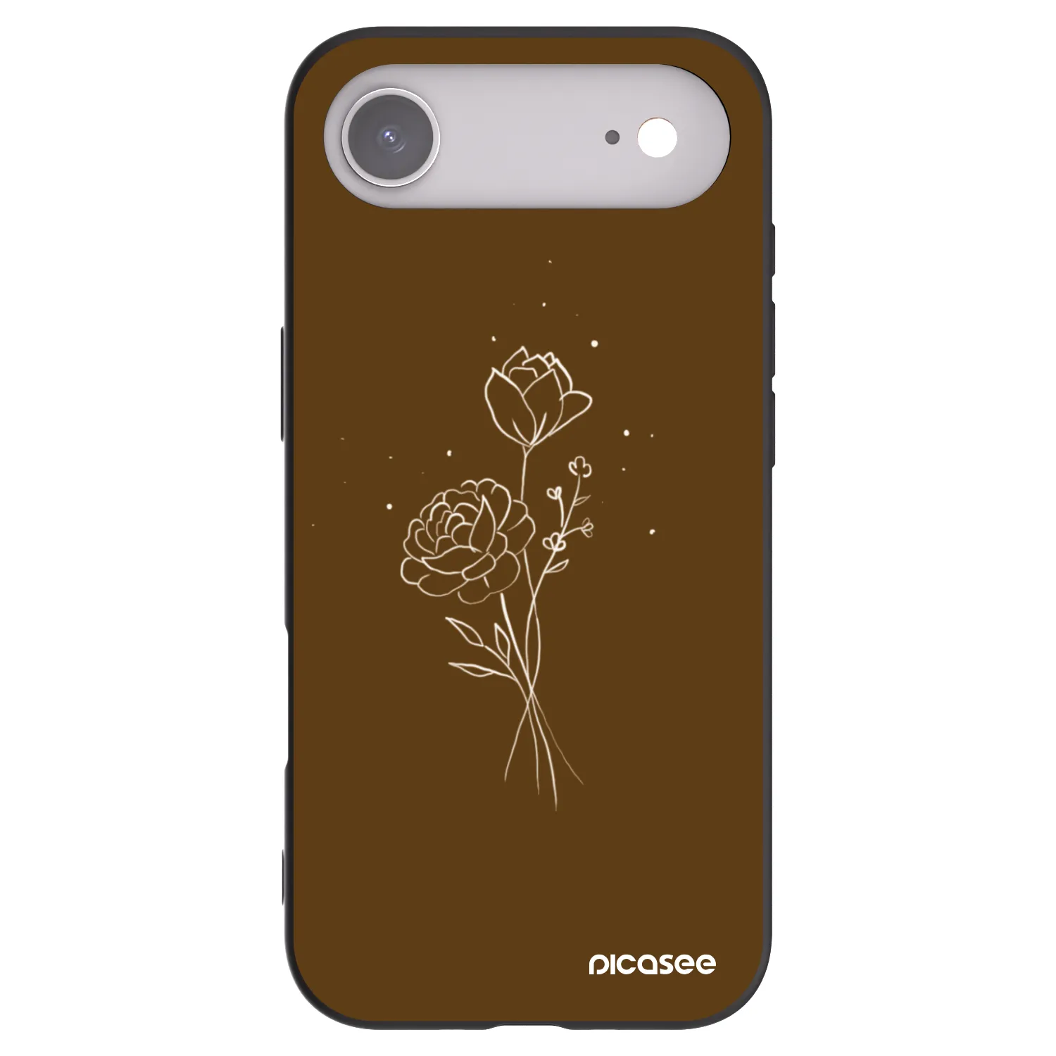 Picasee silikonowe czarne etui na Apple iPhone Air - Brown flowers