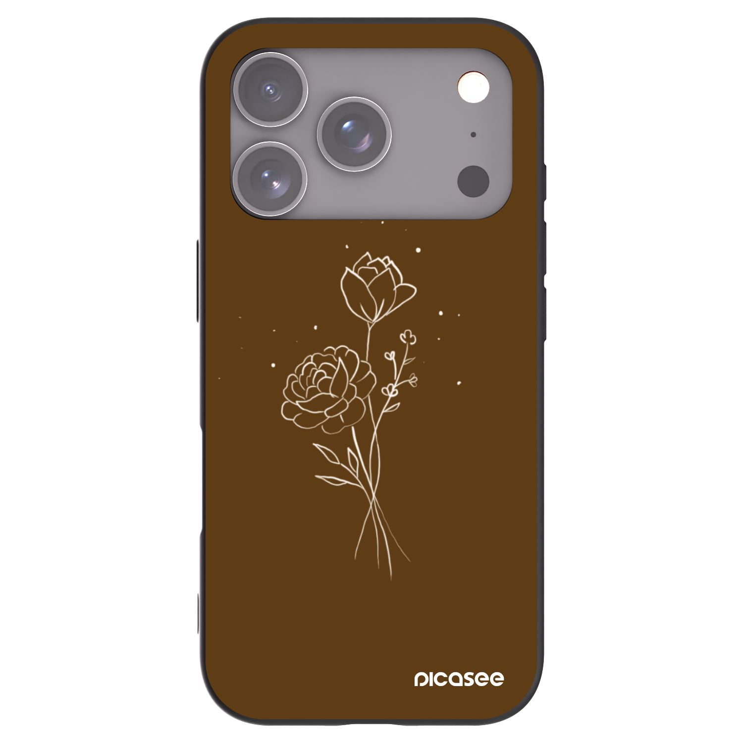 Picasee silikonowe czarne etui na Apple iPhone 17 Pro - Brown flowers