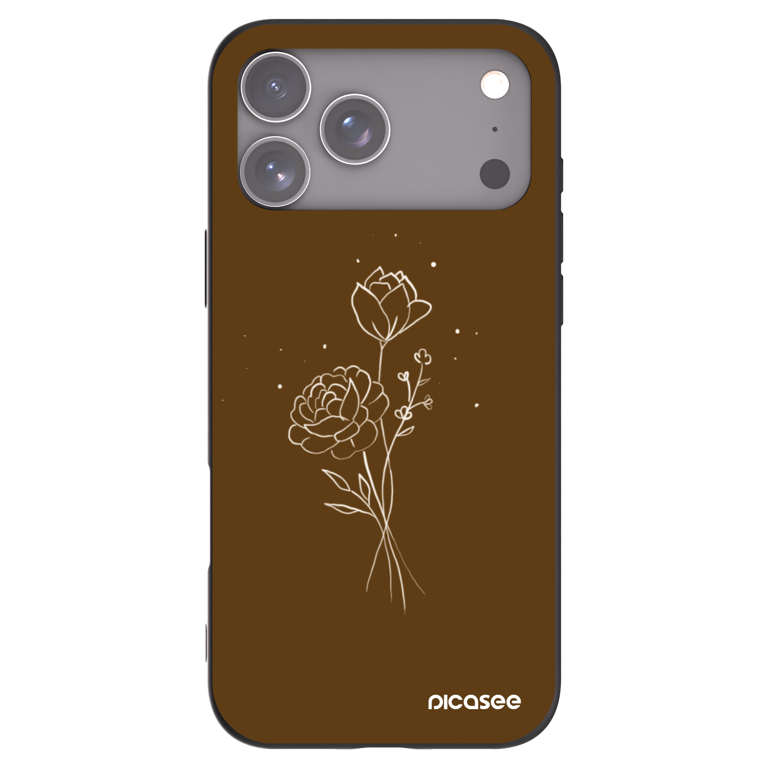 Picasee silikonowe czarne etui na Apple iPhone 17 Pro Max - Brown flowers