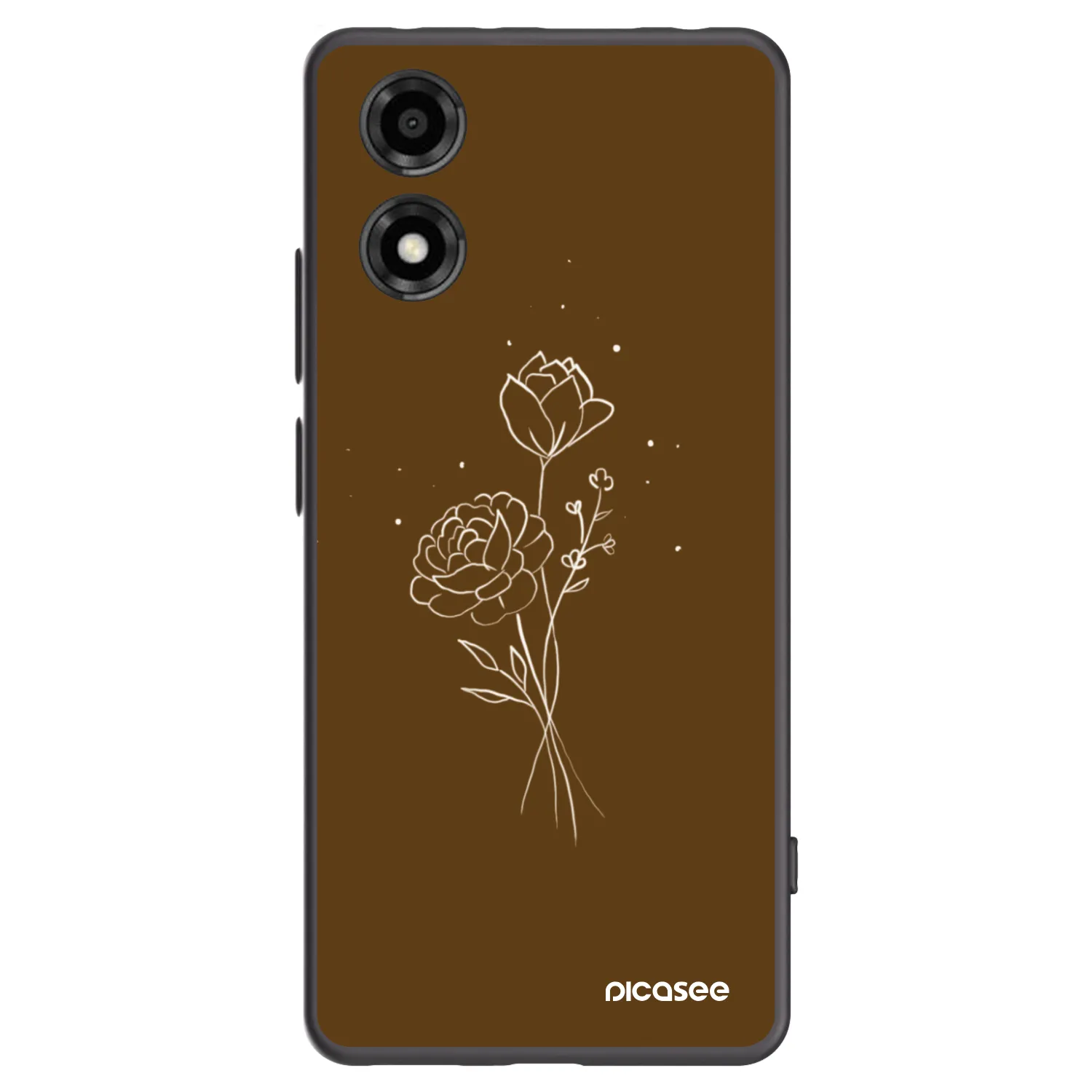 Picasee silikonowe czarne etui na Motorola Moto E14 - Brown flowers