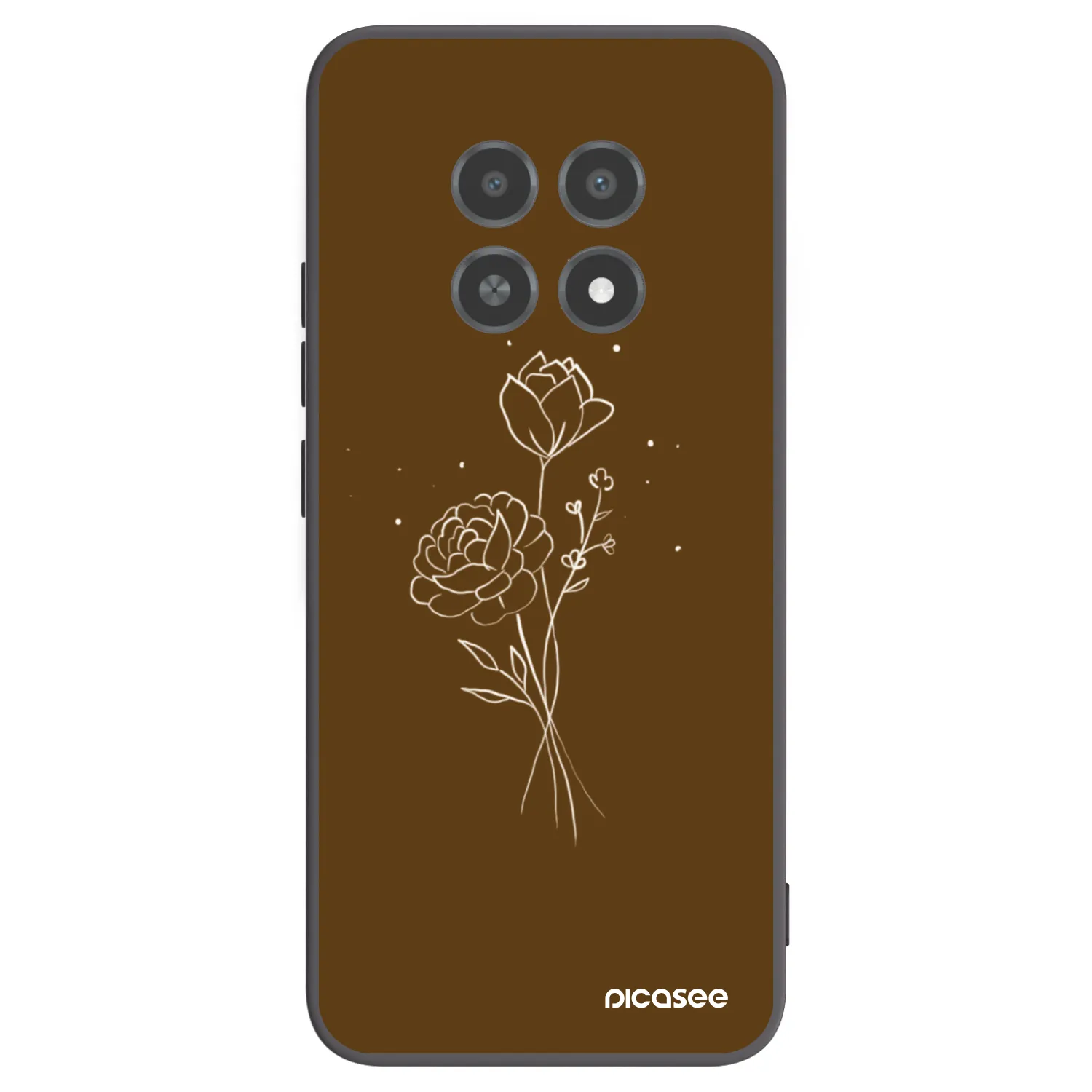 Picasee silikonowe czarne etui na Realme 12X - Brown flowers