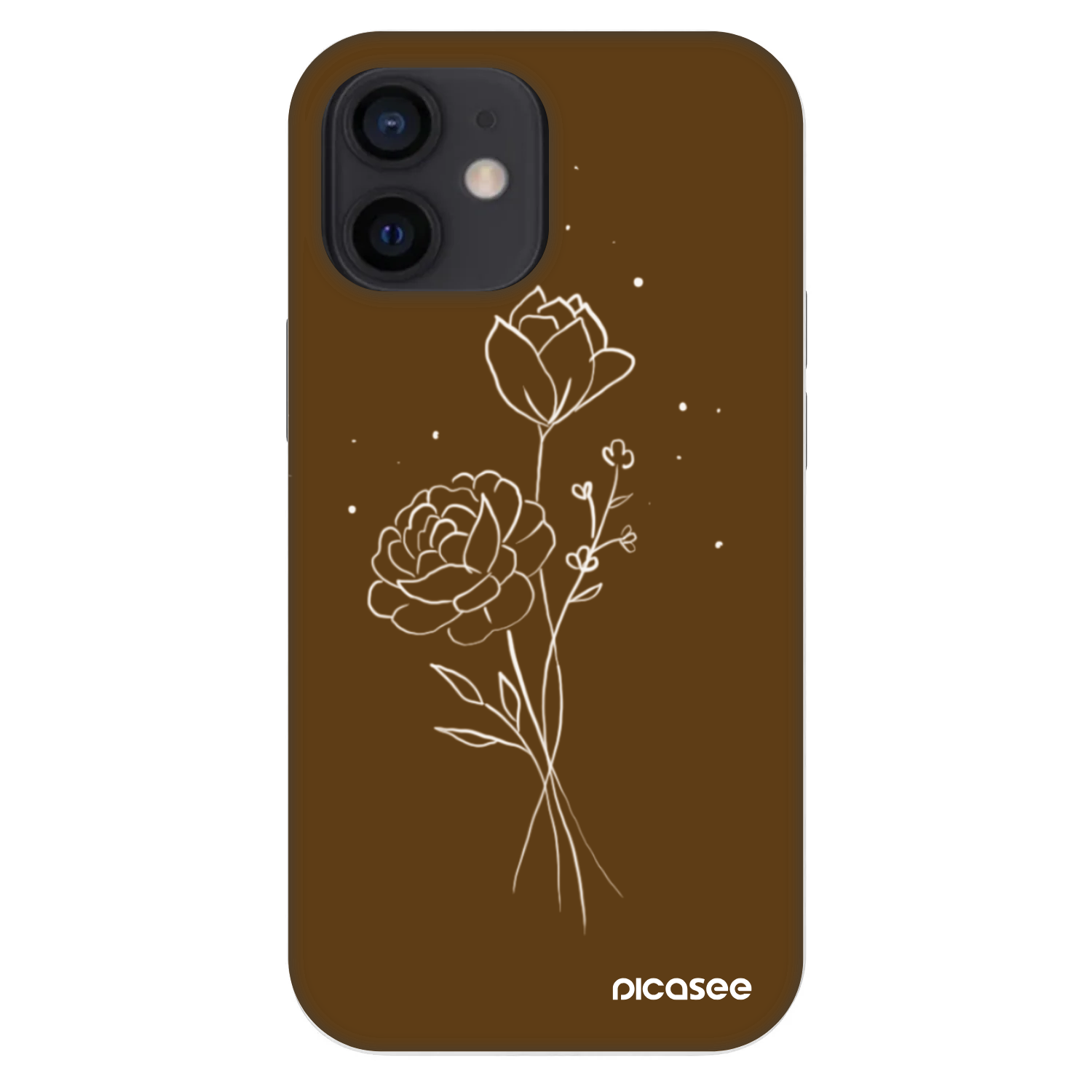 Picasee Fashion Case na Apple iPhone 12 mini - Brown flowers