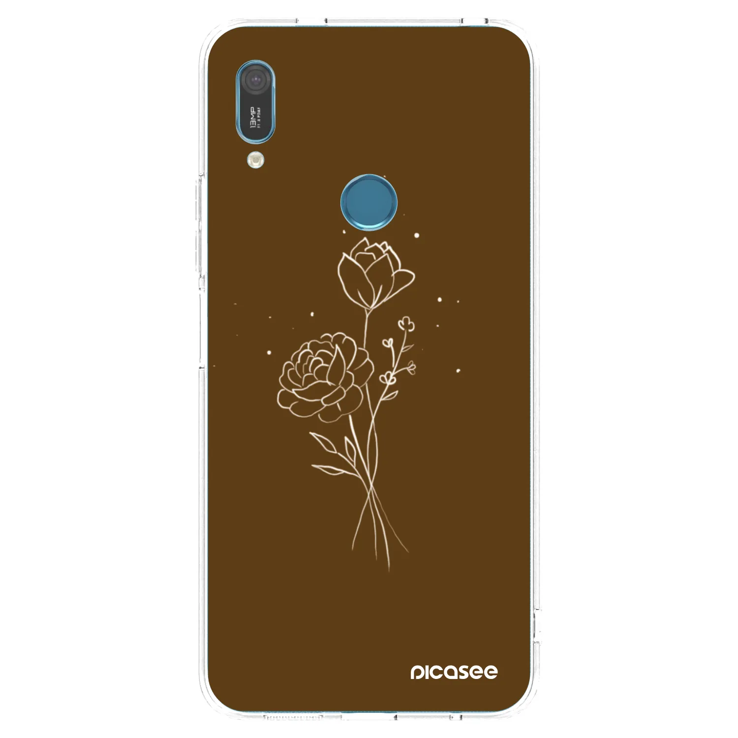 Picasee silikonowe przeźroczyste etui na Huawei Y6 2019 - Brown flowers