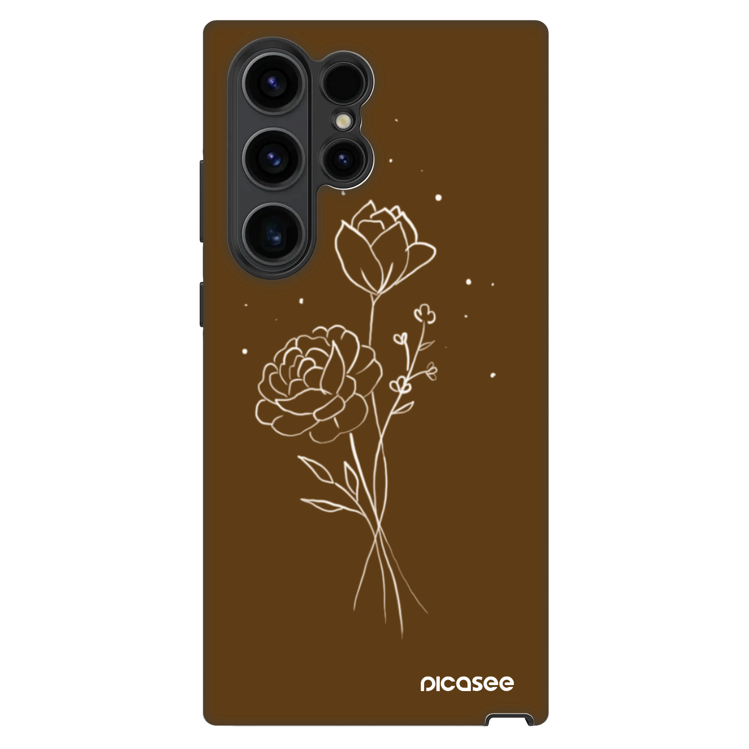 Picasee Fashion Case na Samsung Galaxy S23 Ultra 5G - Brown flowers