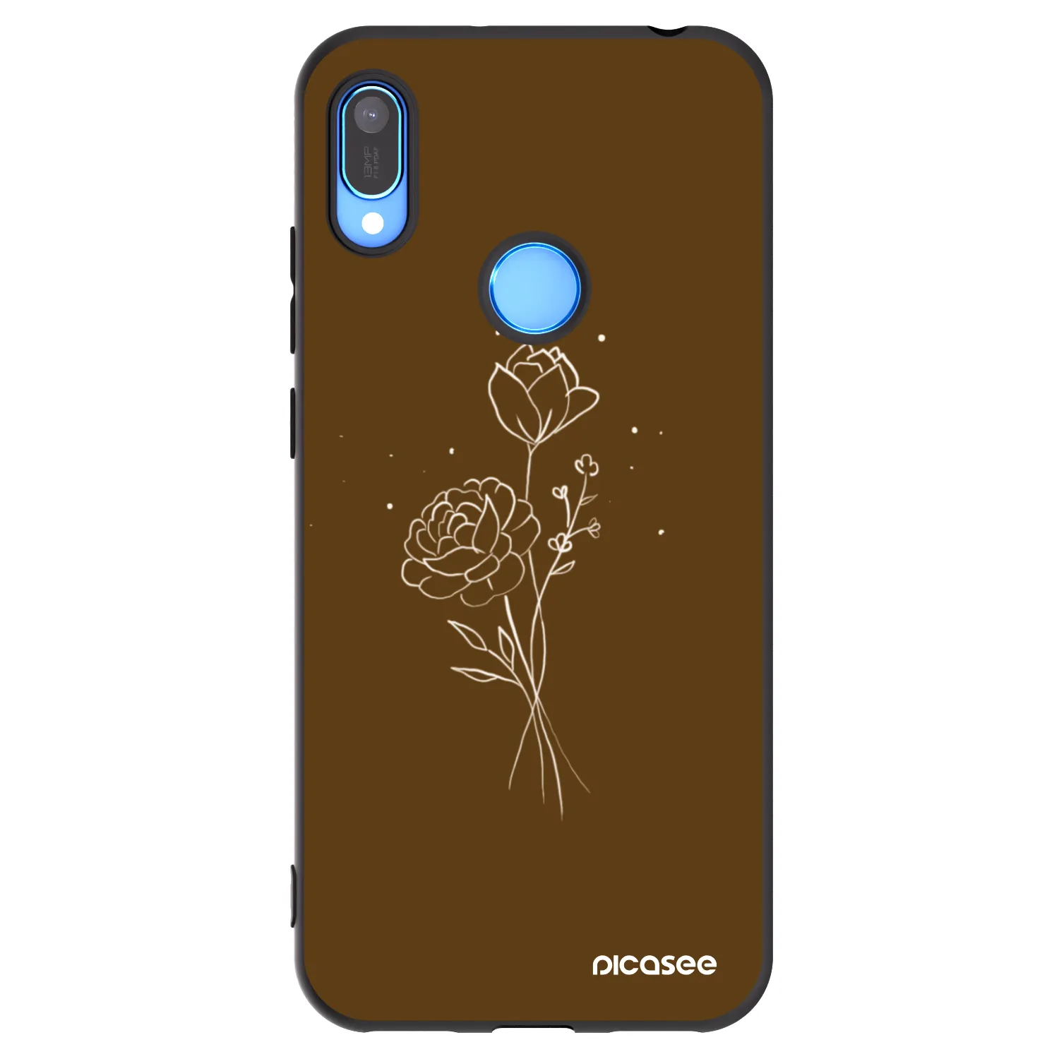 Picasee silikonowe czarne etui na Huawei Y6 2019 - Brown flowers