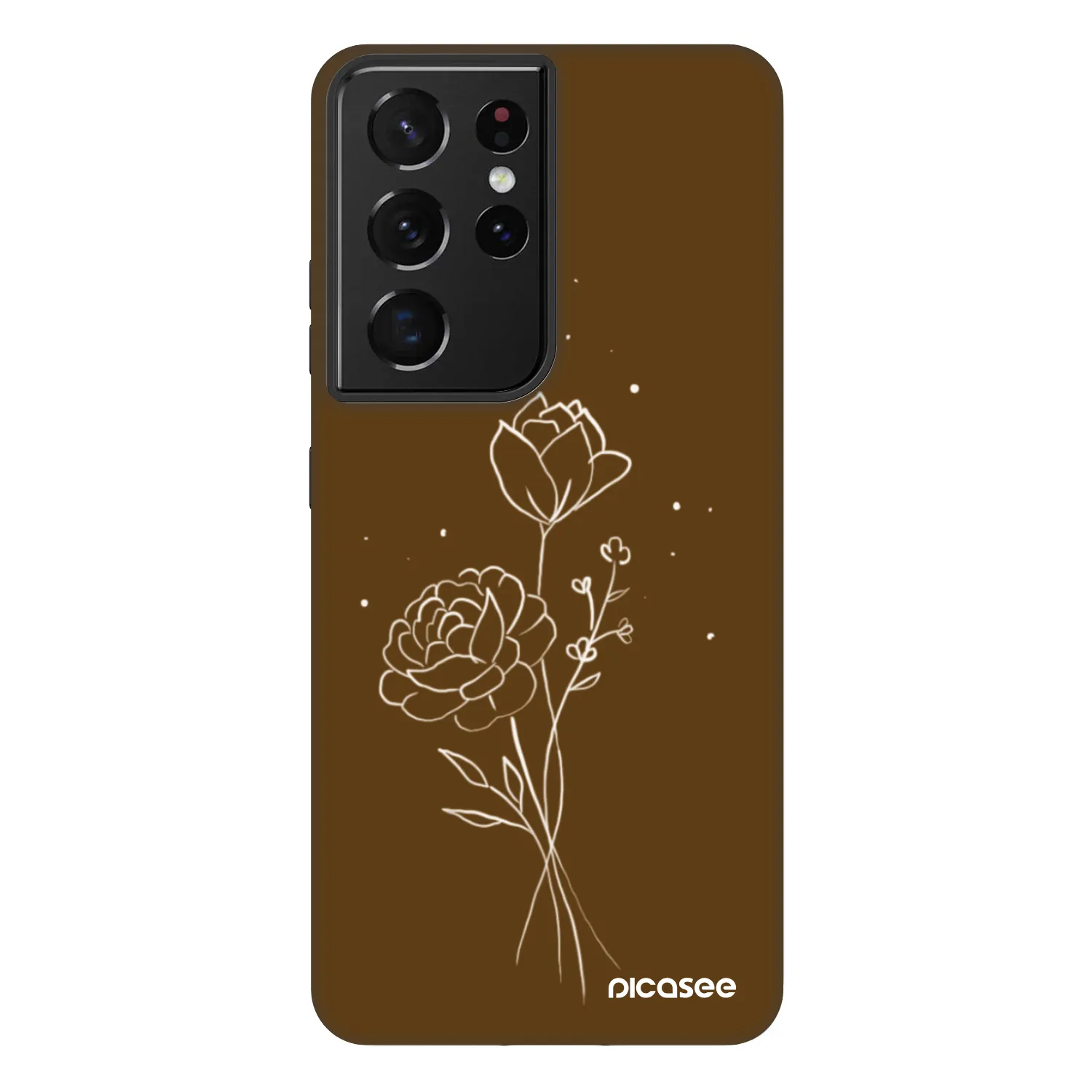 Picasee Fashion Case na Samsung Galaxy S21 Ultra 5G G998B - Brown flowers