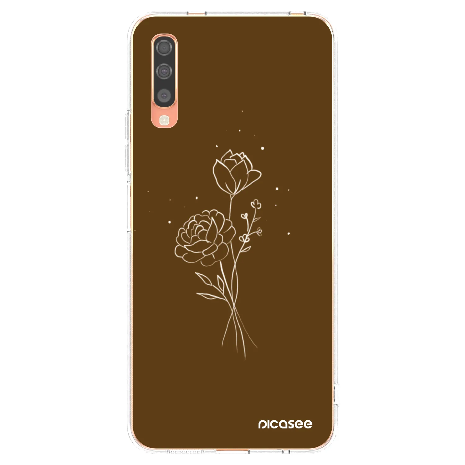 Picasee silikonowe przeźroczyste etui na Samsung Galaxy A70 A705F - Brown flowers