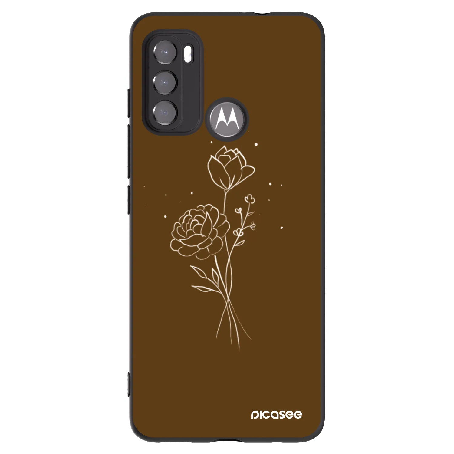 Picasee silikonowe czarne etui na Motorola Edge 60 5G - Brown flowers