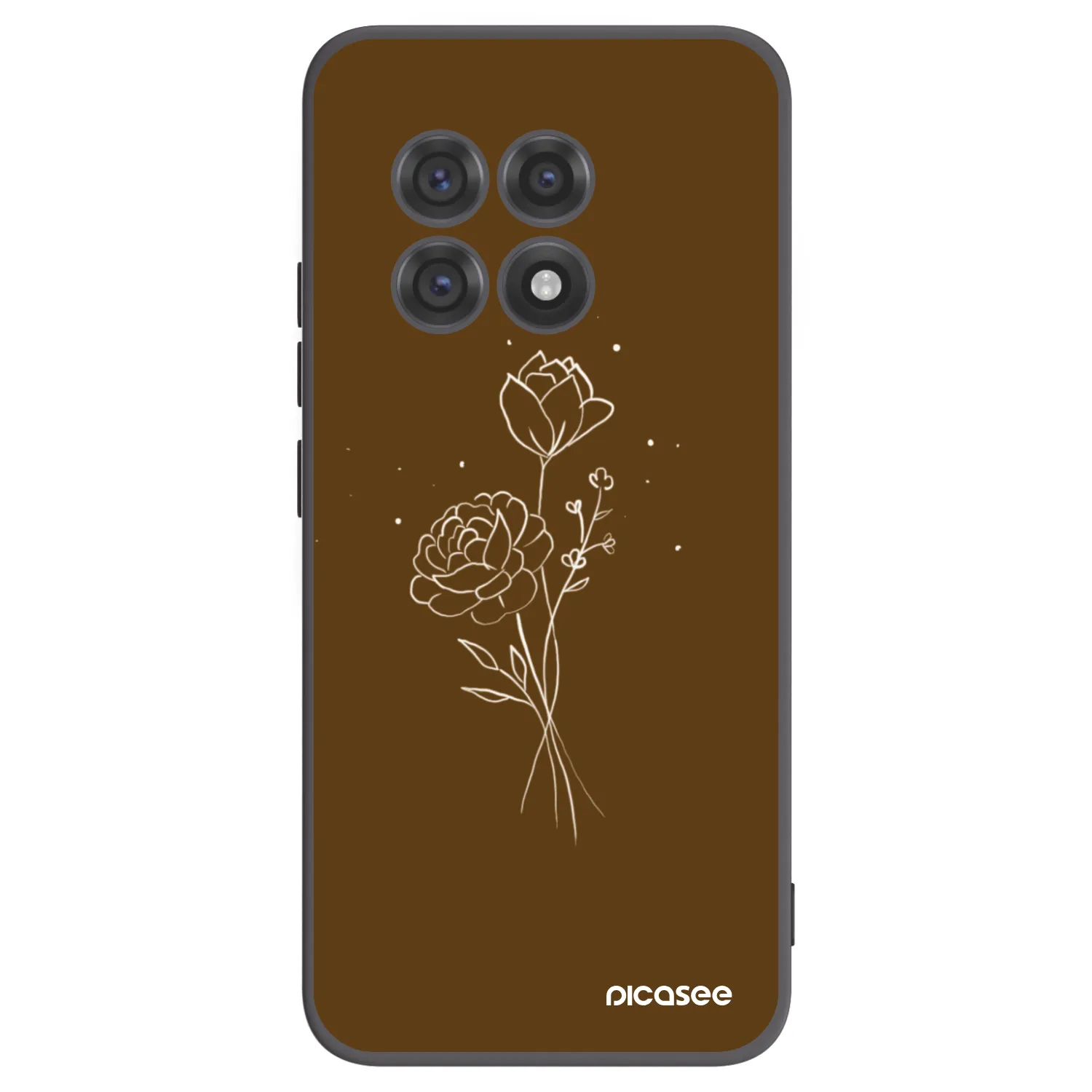 Picasee silikonowe czarne etui na OnePlus 13R 5G - Brown flowers