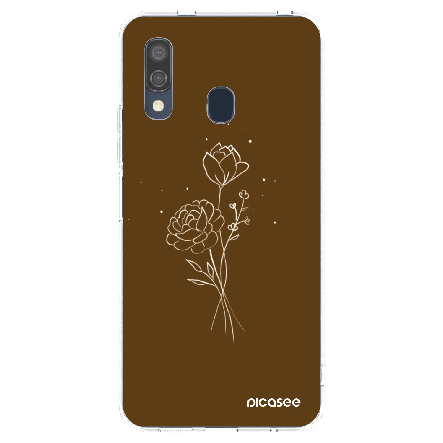 Picasee silikonowe przeźroczyste etui na Samsung Galaxy A40 A405F - Brown flowers