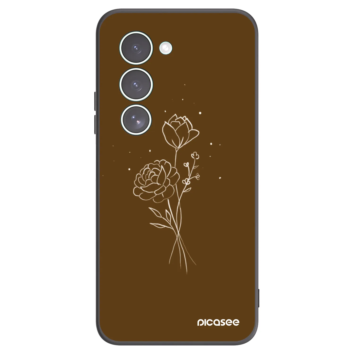 Picasee silikonowe czarne etui na Xiaomi Redmi 15 5G - Brown flowers