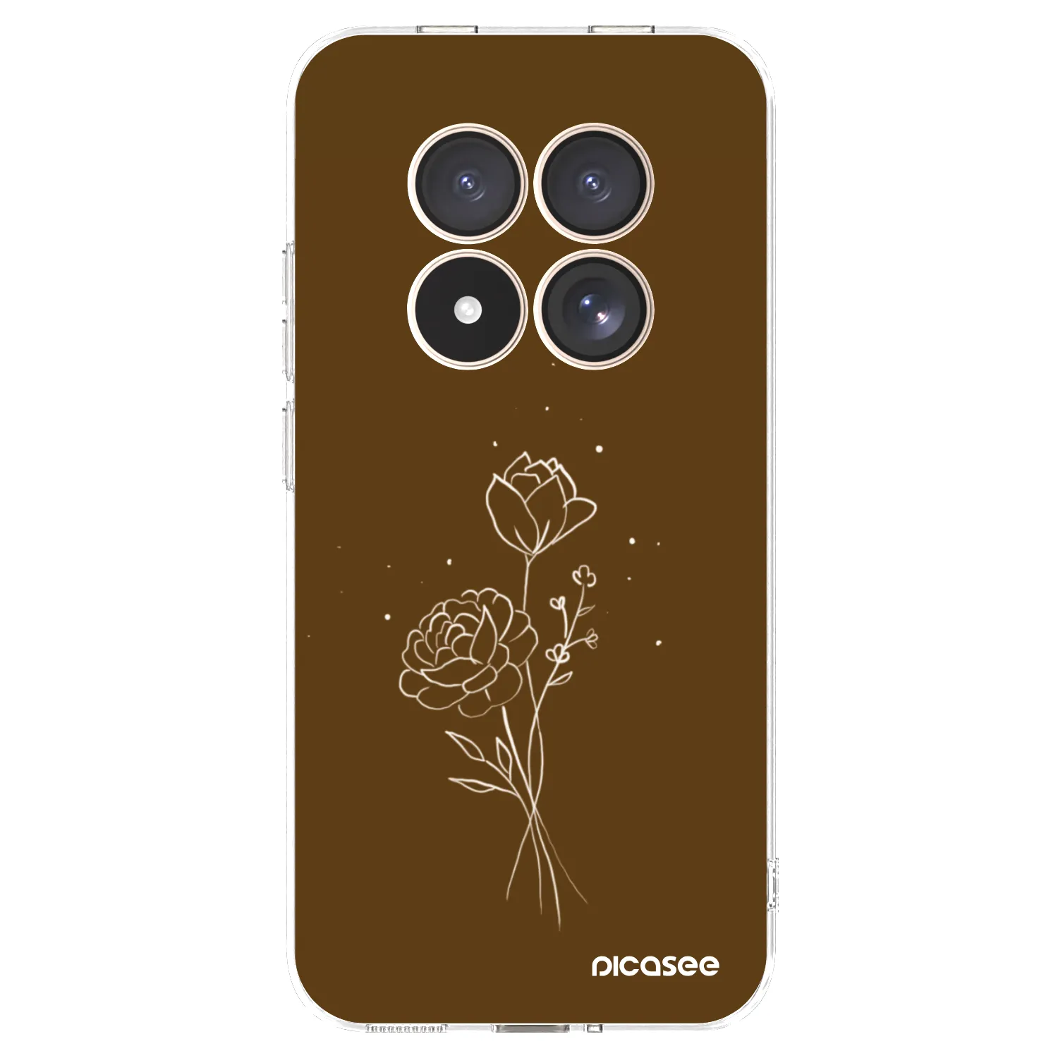 Picasee silikonowe przeźroczyste etui na Xiaomi Redmi Note 15 Pro 4G - Brown flowers