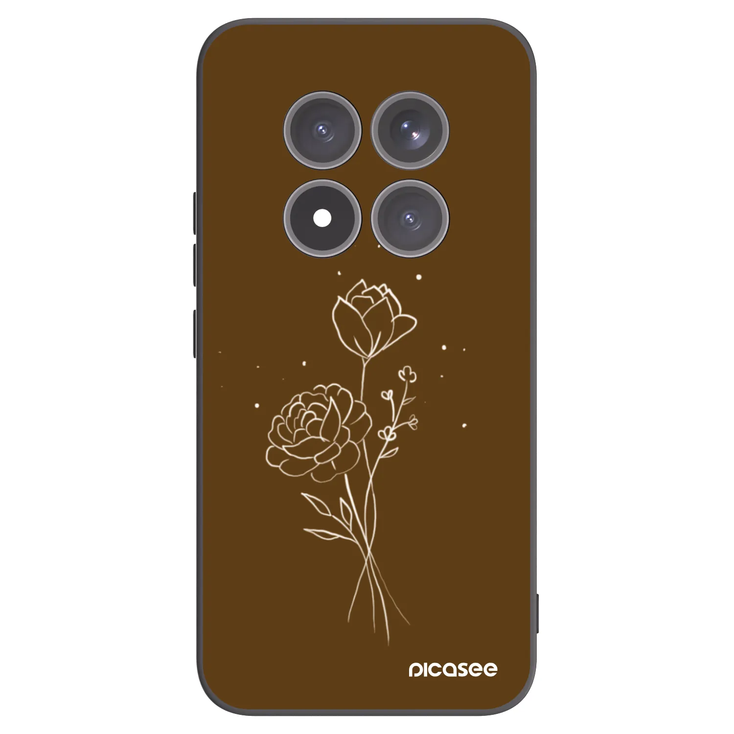Picasee silikonowe czarne etui na Xiaomi Redmi Note 15 Pro+ - Brown flowers