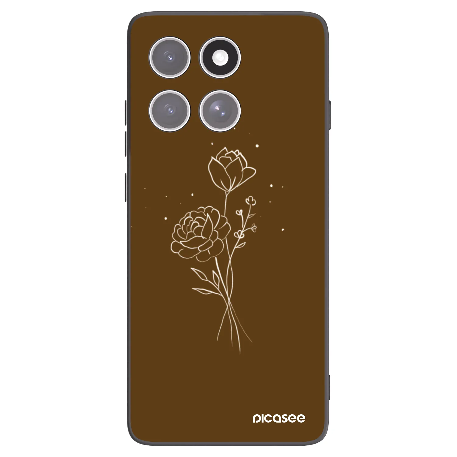 Picasee silikonowe czarne etui na Motorola Edge 60 Fusion - Brown flowers