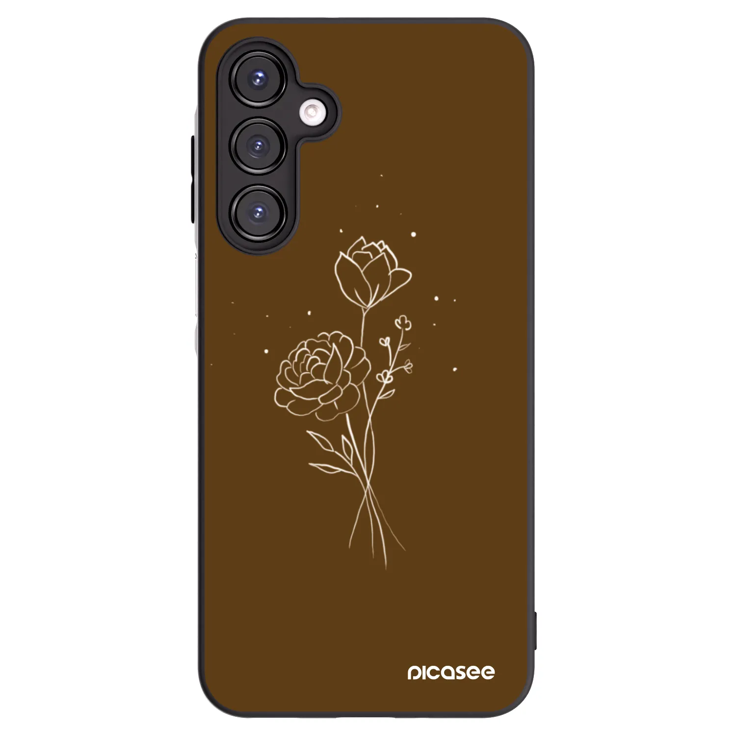 Picasee silikonowe czarne etui na Samsung Galaxy A16 4G - Brown flowers