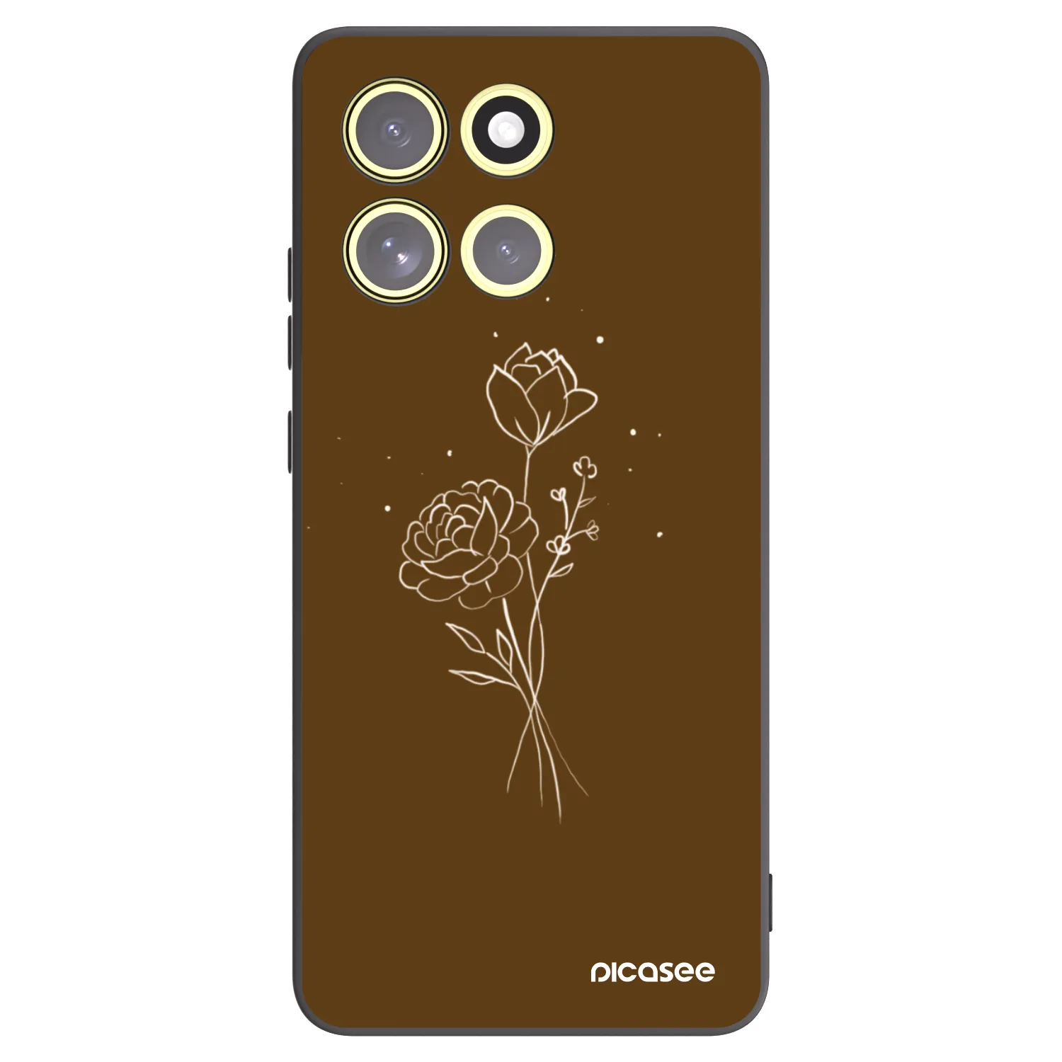 Picasee silikonowe czarne etui na Motorola Moto G86 Power 5G - Brown flowers