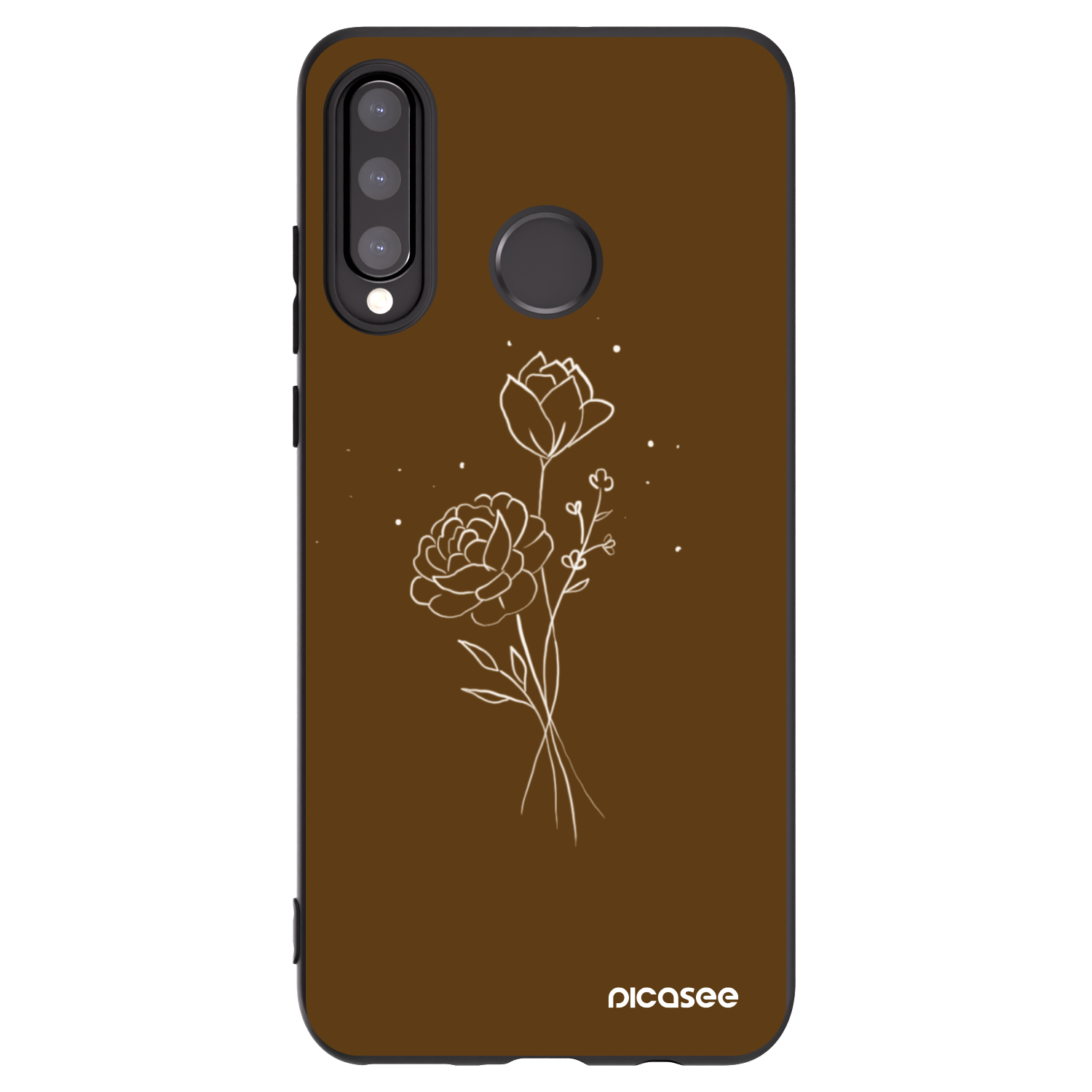 Picasee silikonowe czarne etui na Huawei P30 Lite - Brown flowers