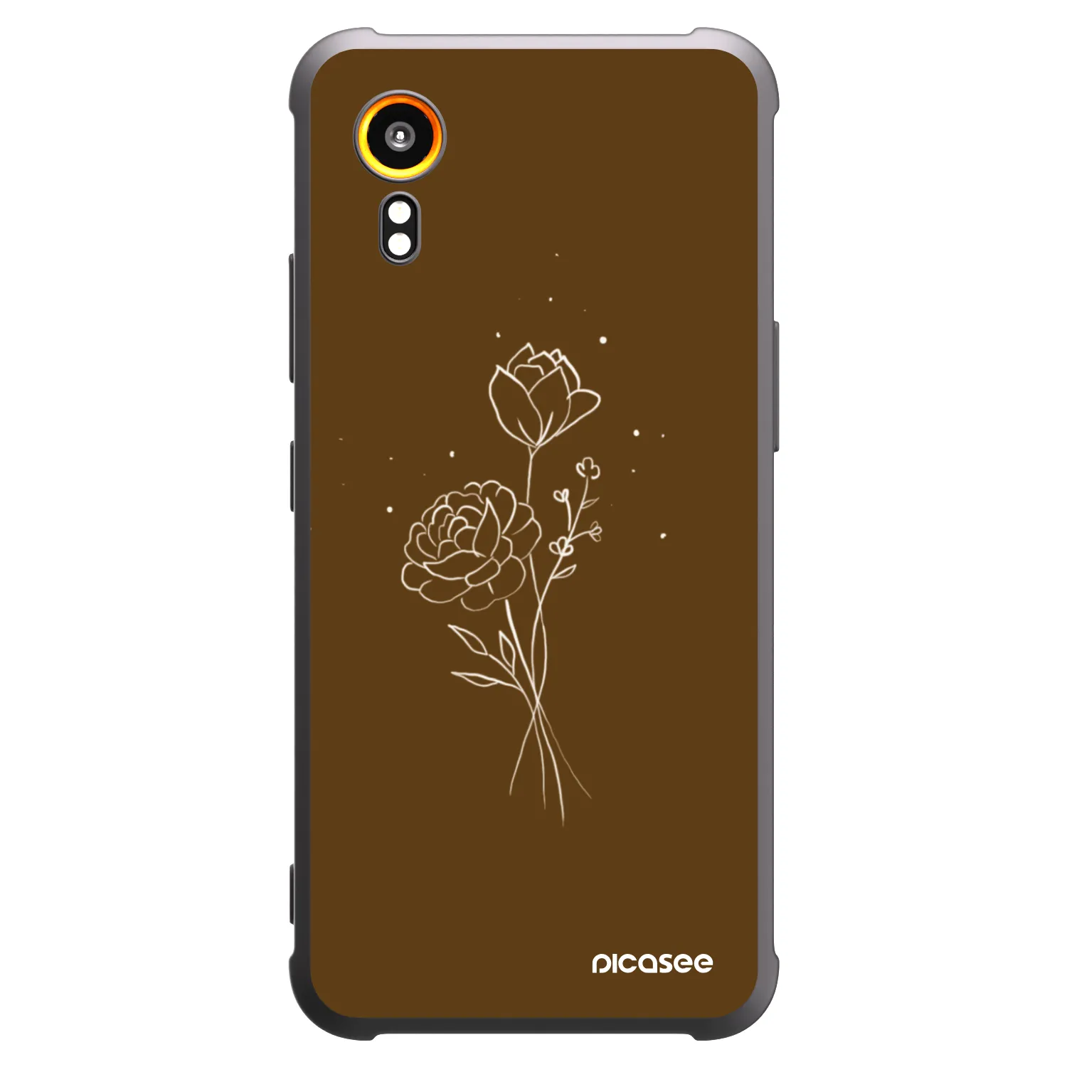 Picasee silikonowe czarne etui na Samsung Galaxy Xcover 7 - Brown flowers