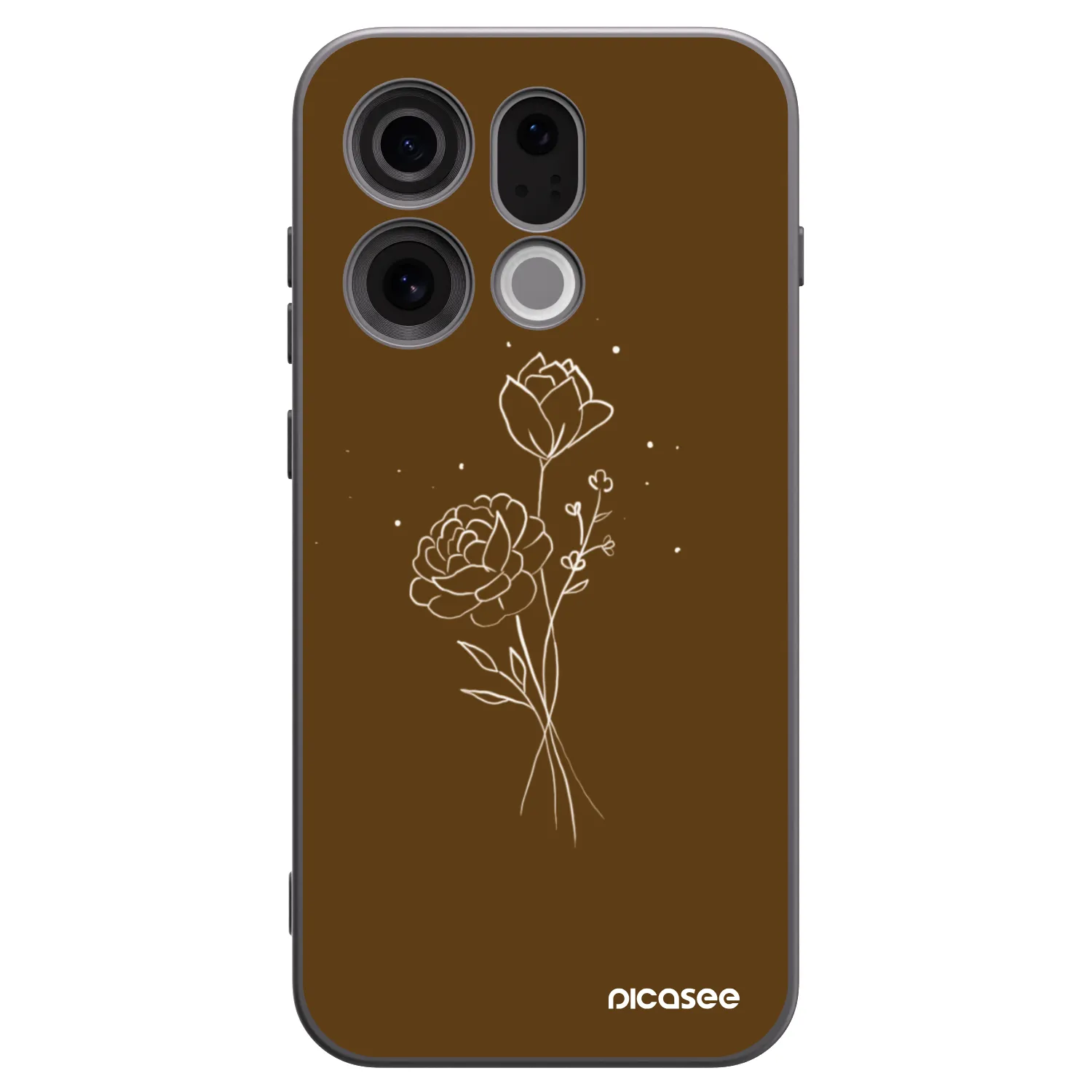 Picasee silikonowe czarne etui na OPPO Find X9 - Brown flowers