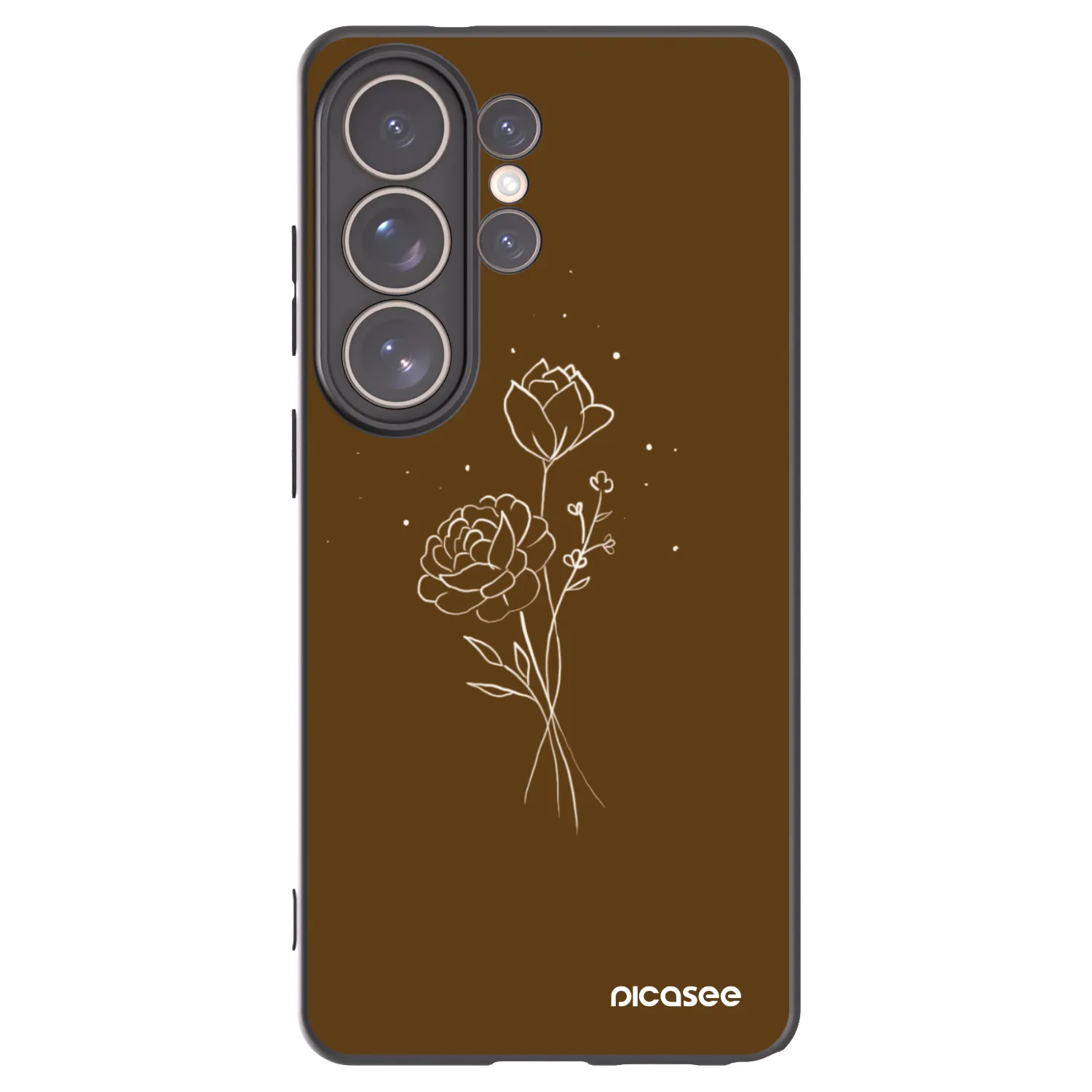 Picasee silikonowe czarne etui na Samsung Galaxy S26 Ultra - Brown flowers