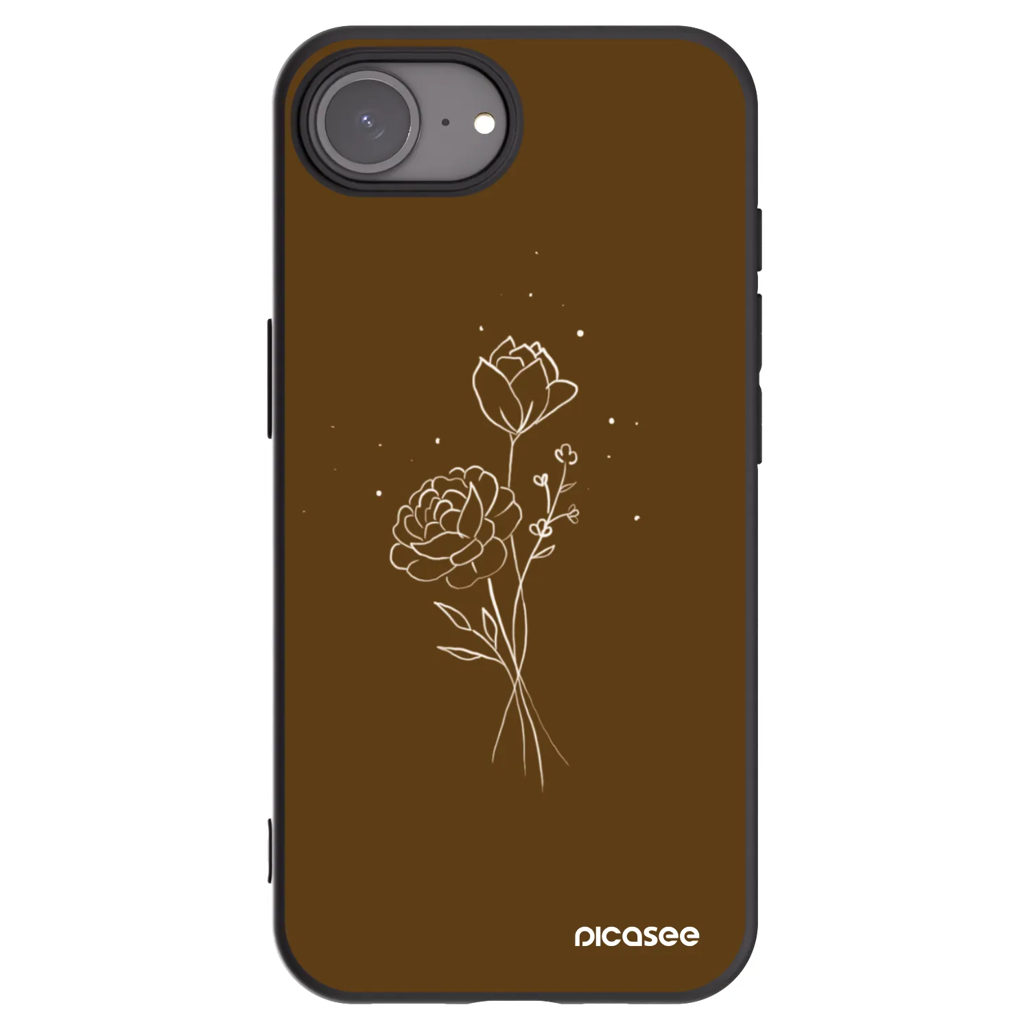 Picasee silikonowe czarne etui na Apple iPhone 17e - Brown flowers