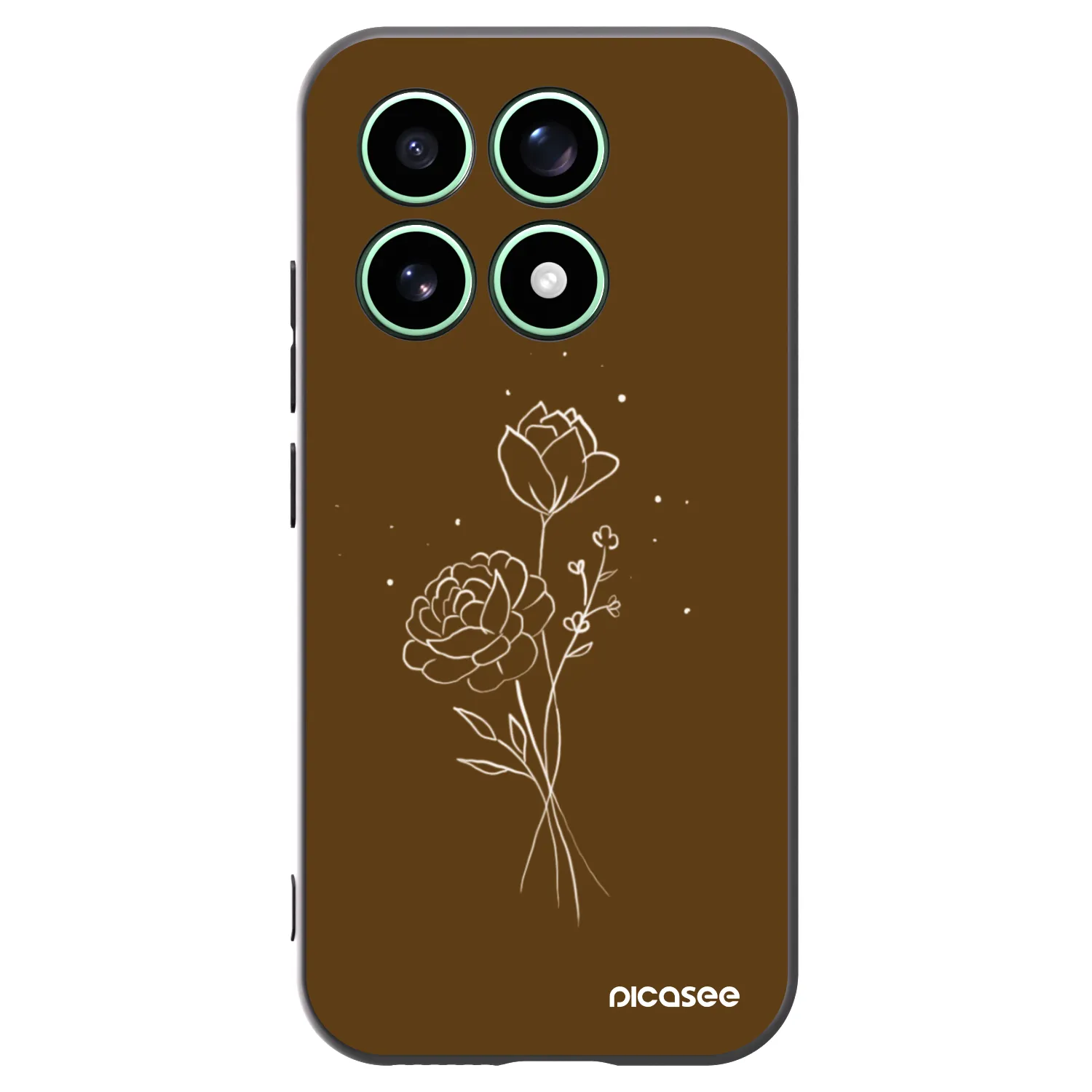 Picasee silikonowe czarne etui na Xiaomi 17 - Brown flowers