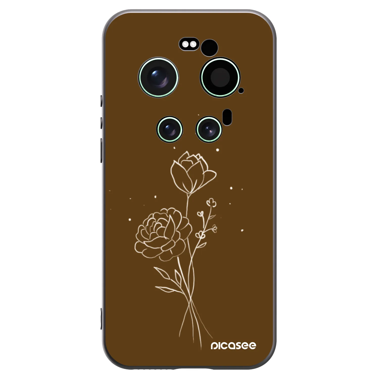 Picasee silikonowe czarne etui na Xiaomi 17 Ultra - Brown flowers