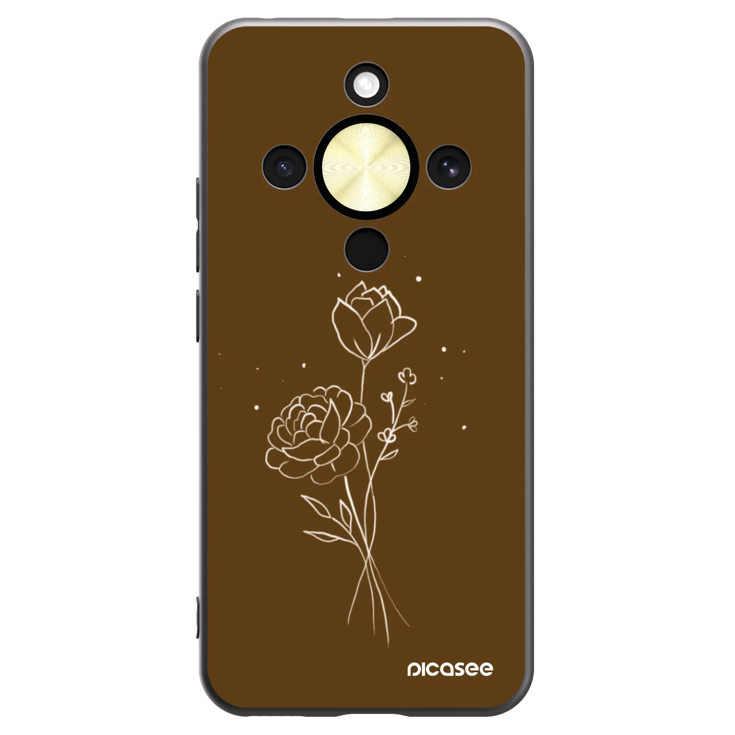 Picasee silikonowe czarne etui na Honor Magic8 Lite 5G - Brown flowers