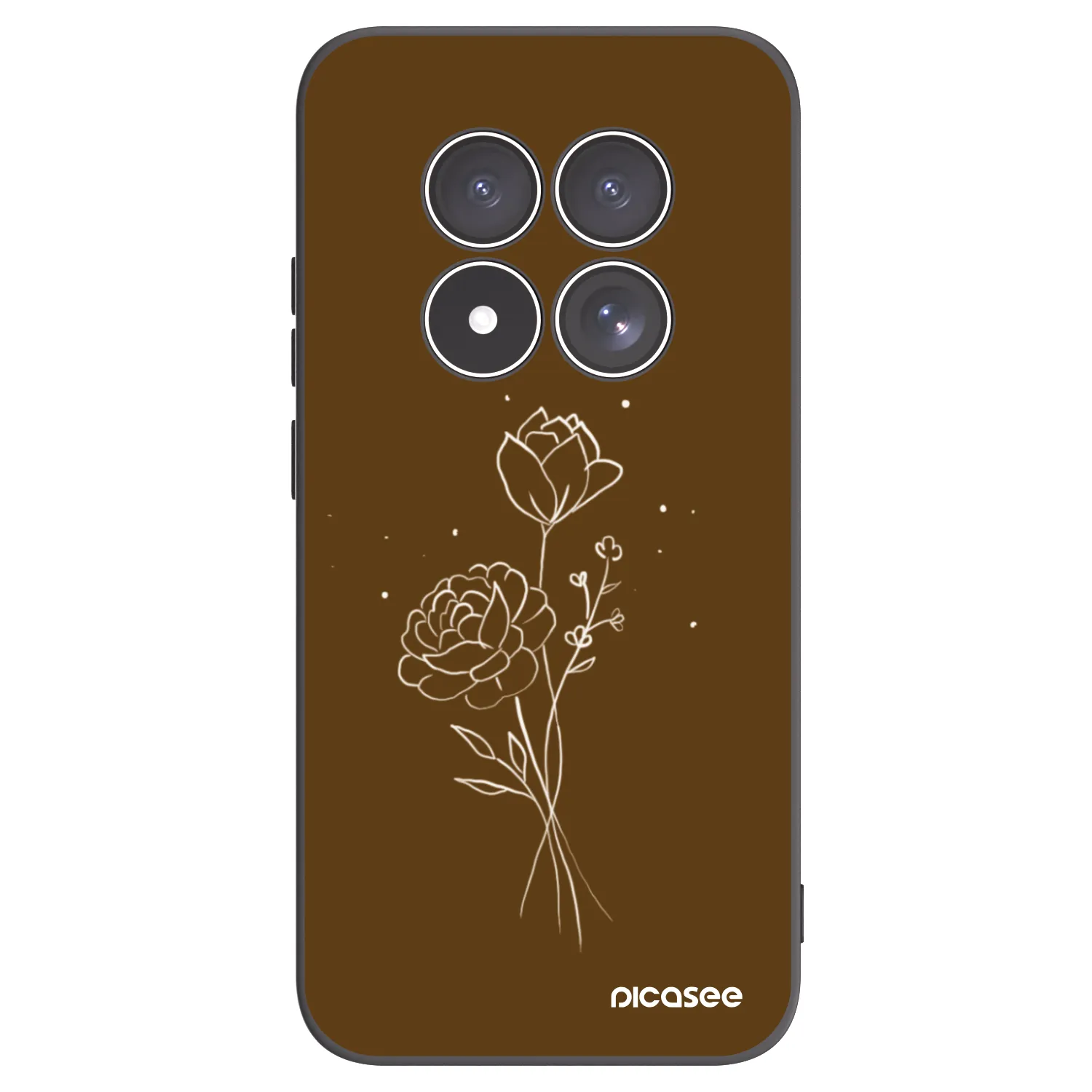 Picasee silikonowe czarne etui na Xiaomi Redmi Note 15 Pro 5G - Brown flowers