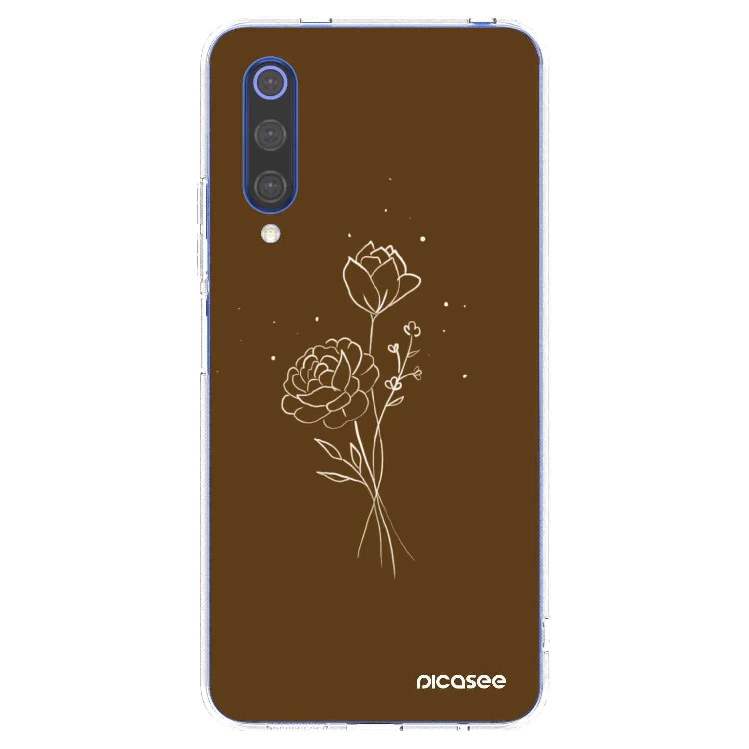 Picasee silikonowe przeźroczyste etui na Xiaomi Mi 9 SE - Brown flowers