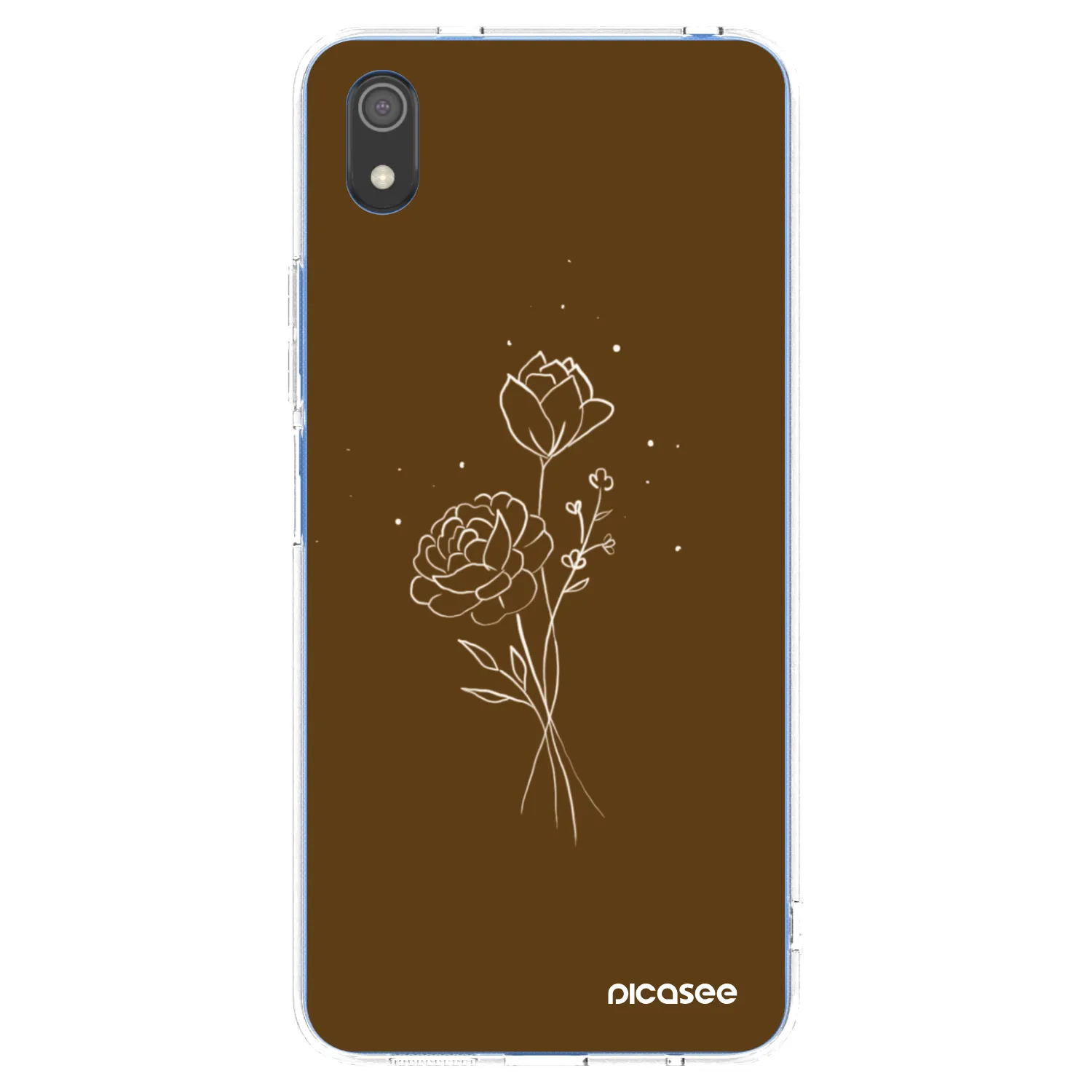 Picasee silikonowe przeźroczyste etui na Xiaomi Redmi 7A - Brown flowers