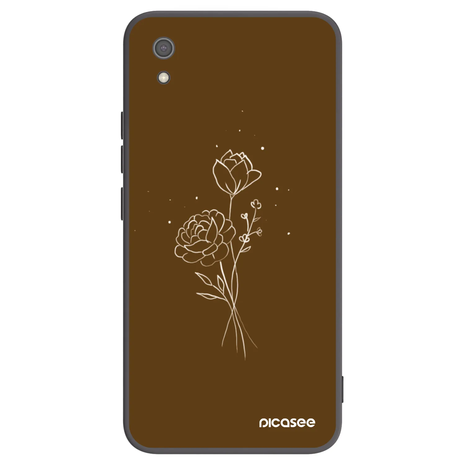 Picasee silikonowe czarne etui na Xiaomi Redmi 7A - Brown flowers