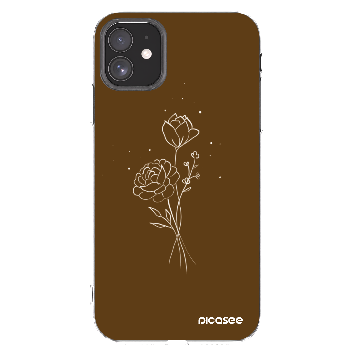 Picasee silikonowe przeźroczyste etui na Apple iPhone 11 - Brown flowers