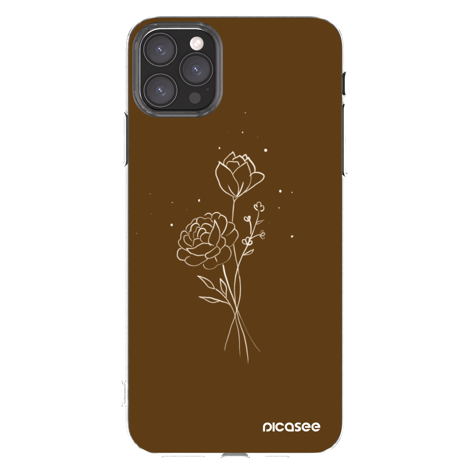 Picasee silikonowe przeźroczyste etui na Apple iPhone 11 Pro Max - Brown flowers