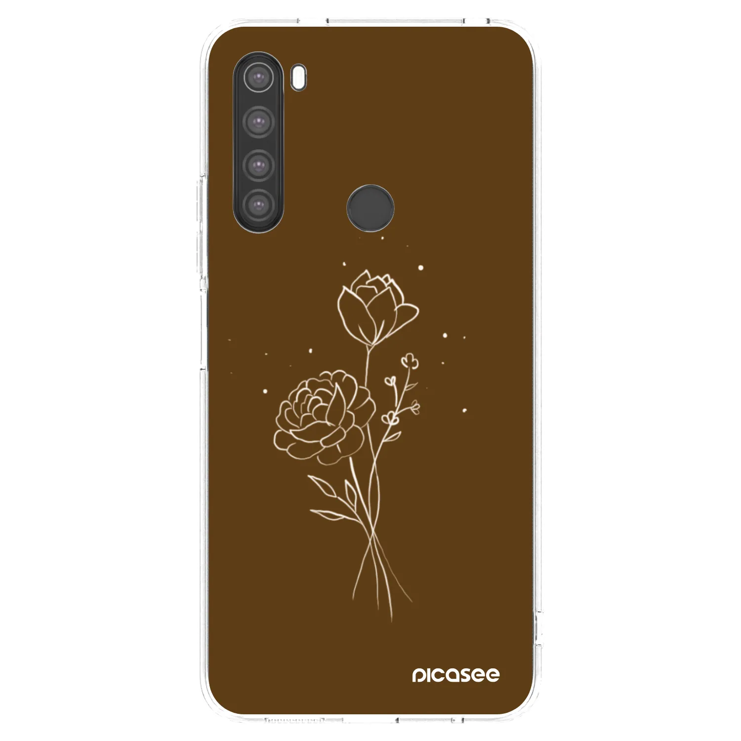 Picasee silikonowe przeźroczyste etui na Xiaomi Redmi Note 8 - Brown flowers